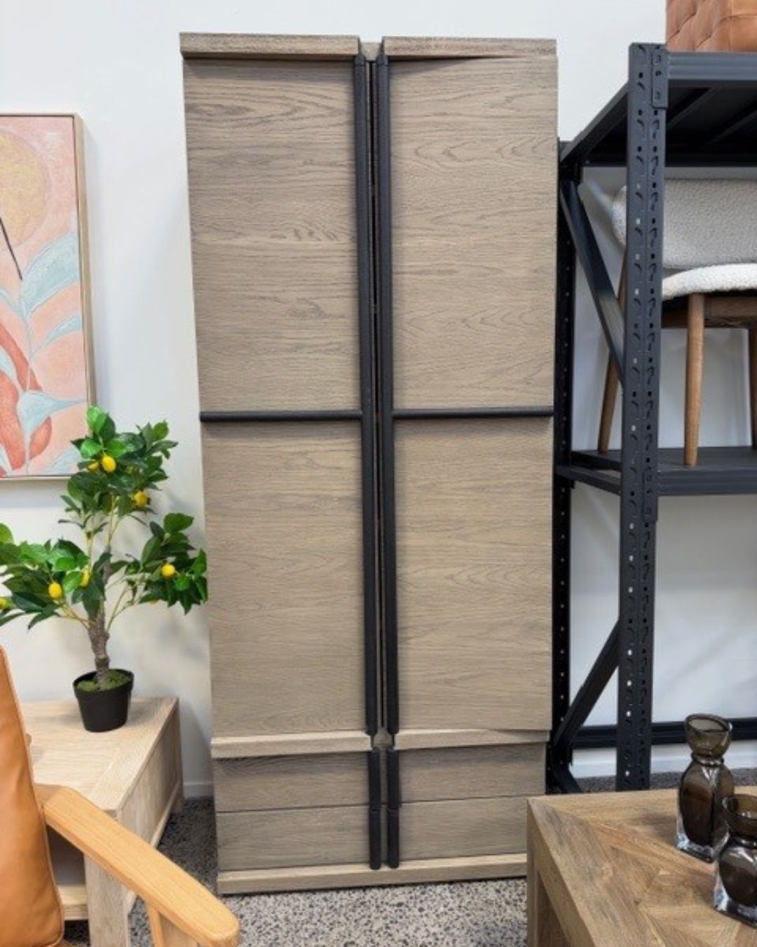 Iron & Oak Cabinet 85x42x206 cm