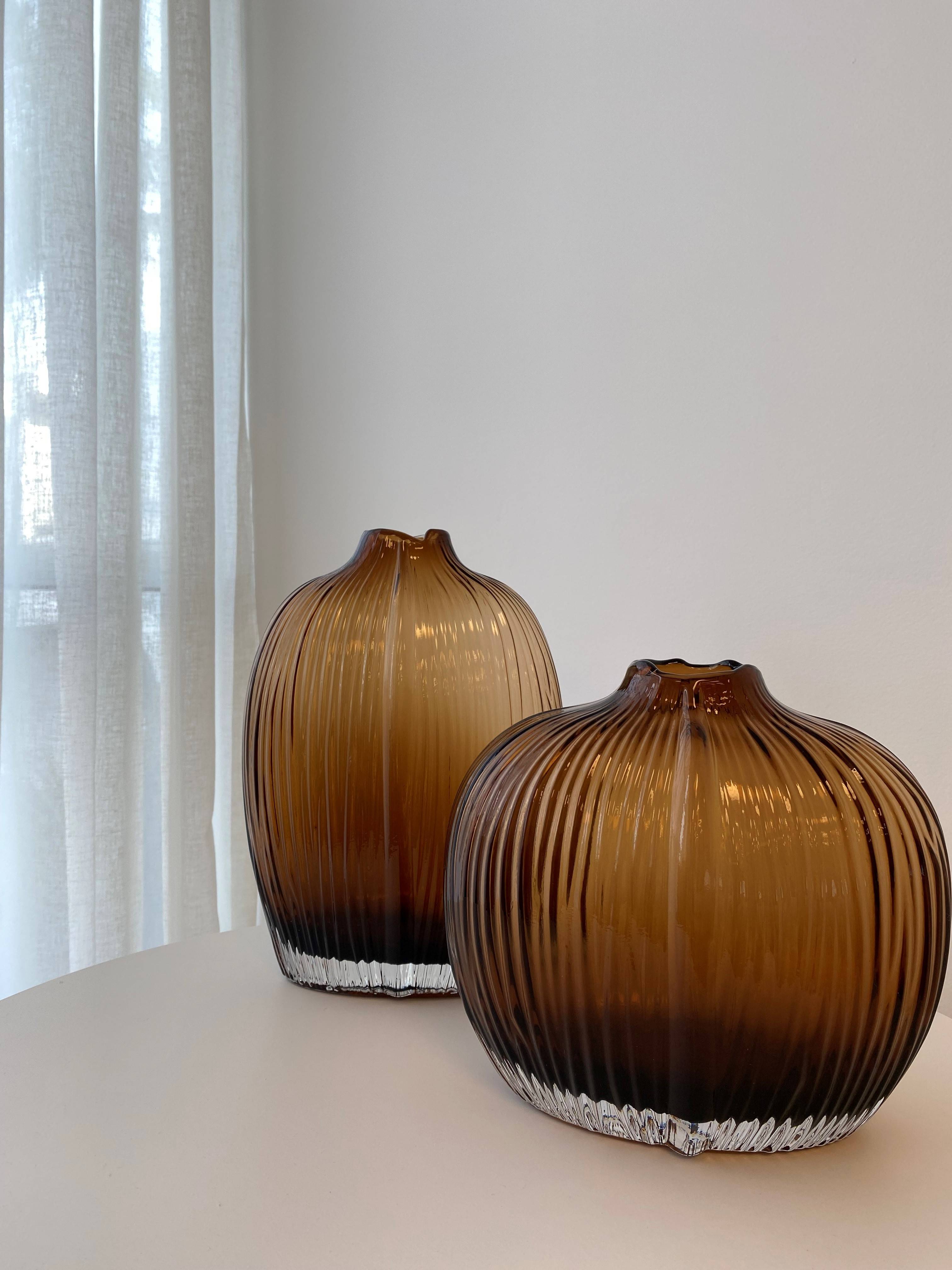 Fleur Shoulder Glass Vase - Small Amber 23x15x21 cm