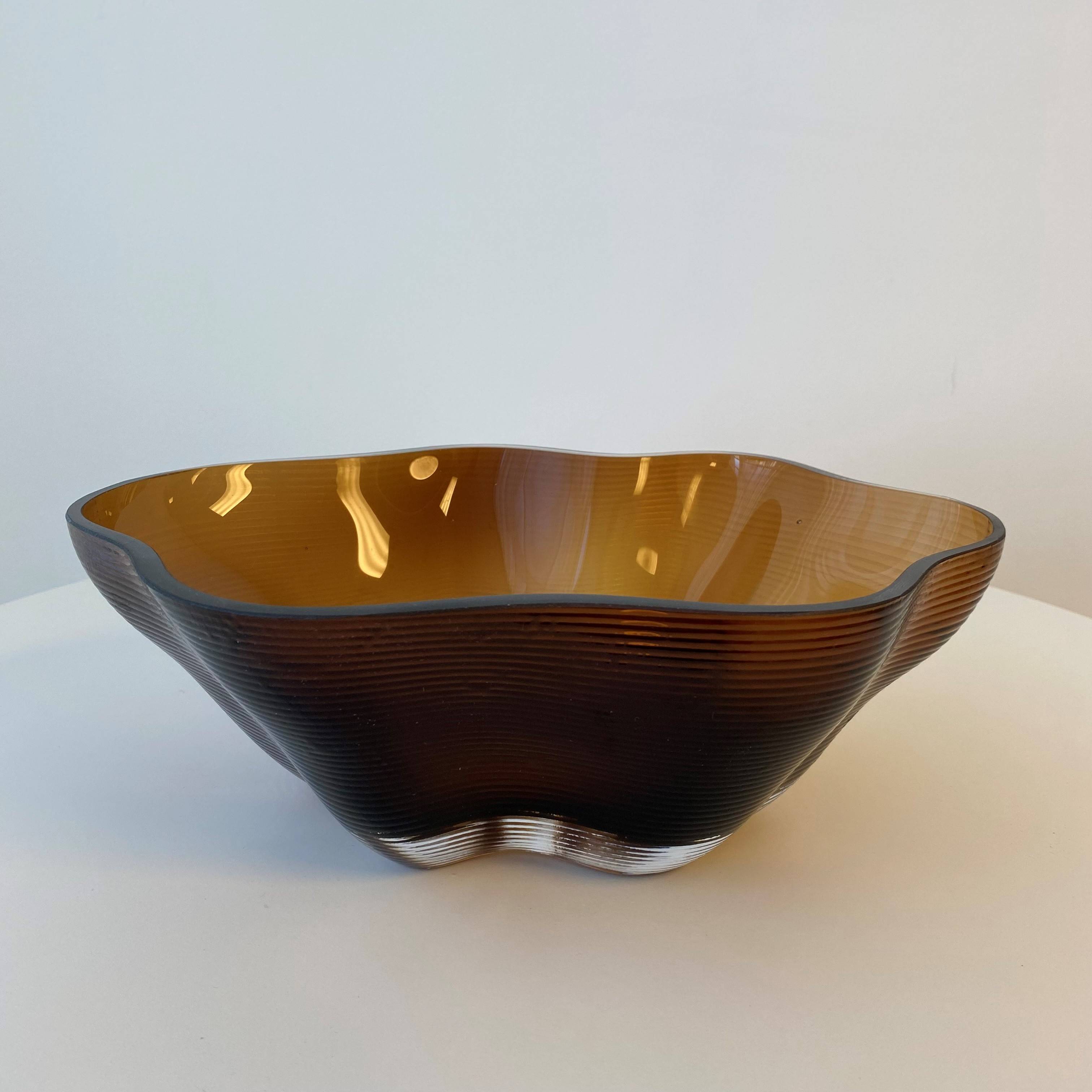 Fleur Decorative Glass Bowl - Amber 29.5x21x10 cm