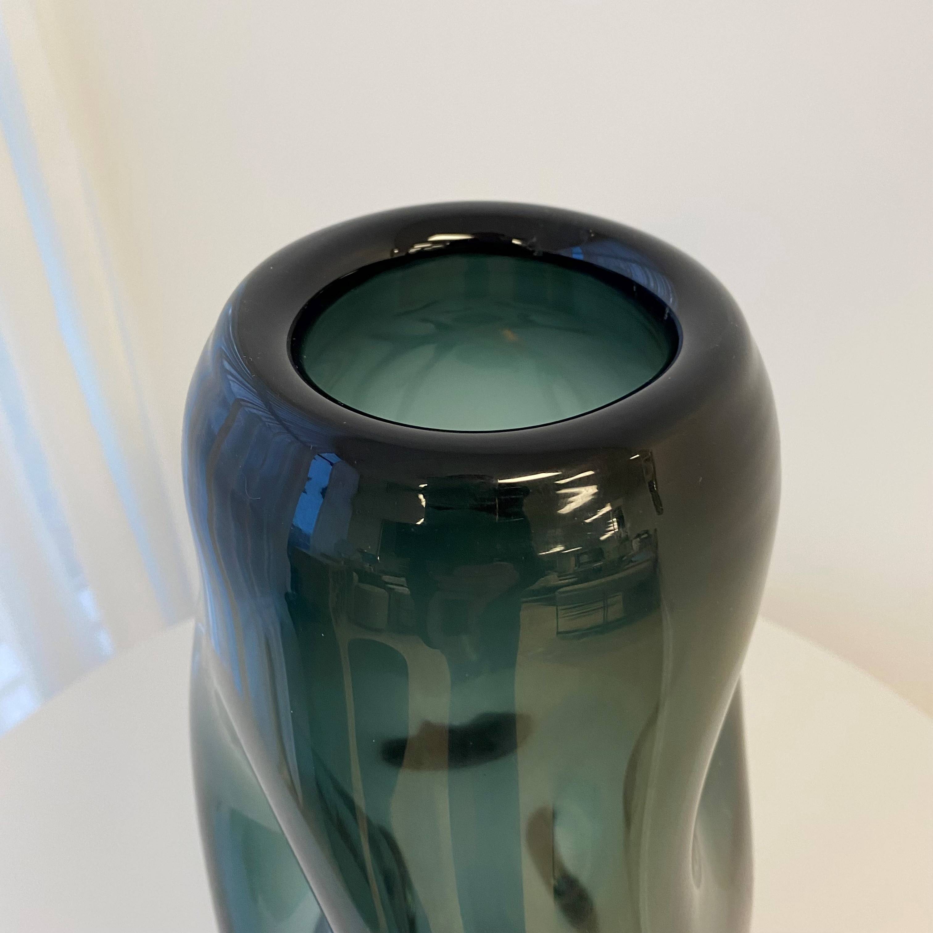 Fleur Dimpled Glass Vase - Ocean Blue 18x34 cm