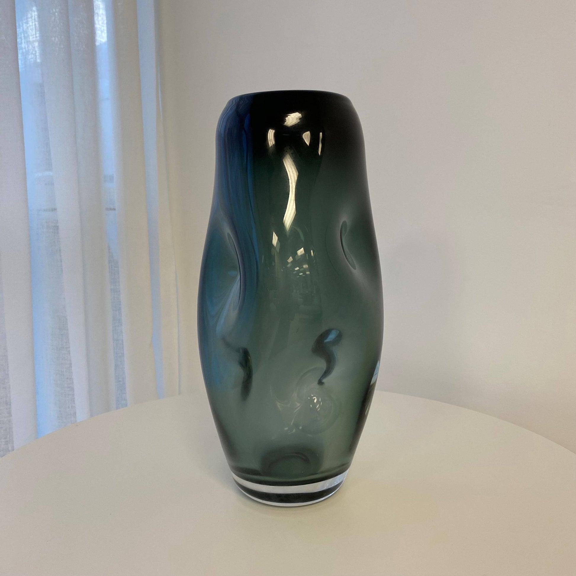 Fleur Dimpled Glass Vase - Ocean Blue 18x34 cm