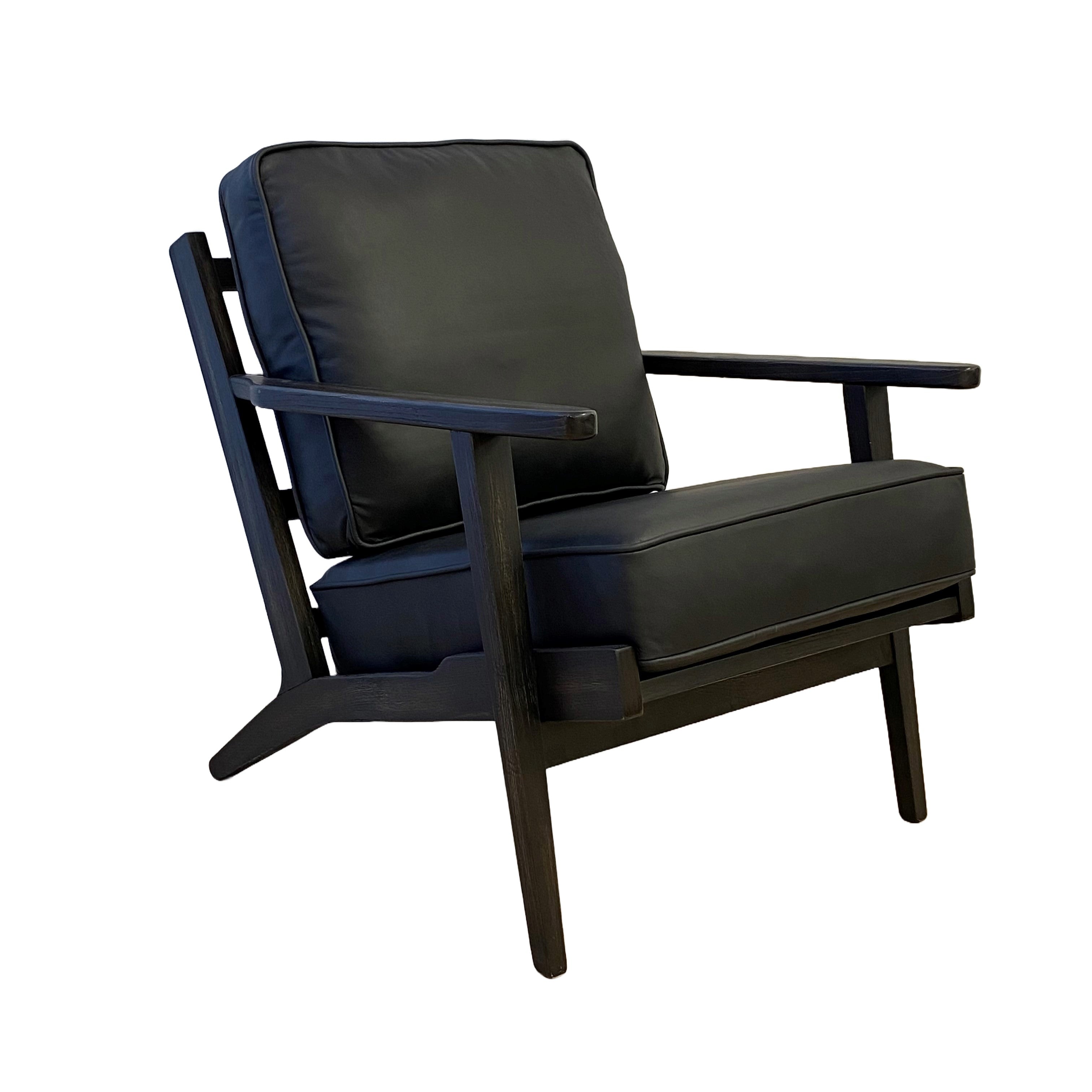 Lodge Armchair - Black Leather, Vintage Black Frame 71x89x78 cm