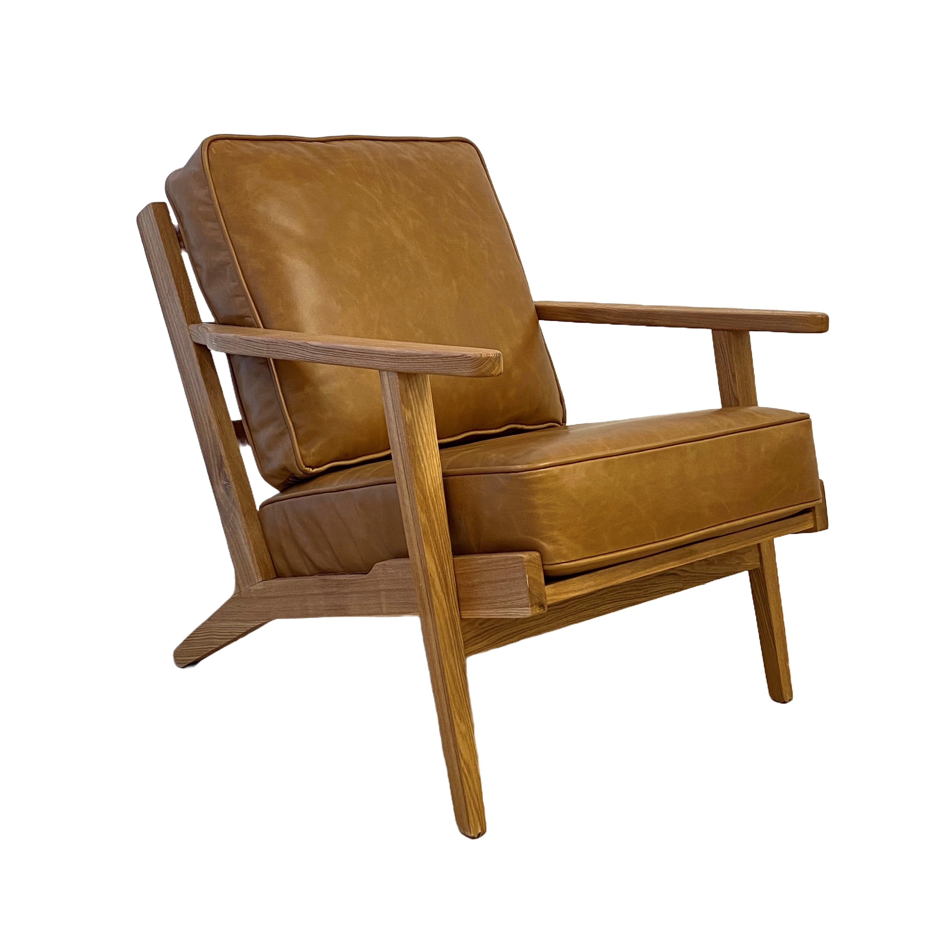 Lodge Armchair - Camel Leather, Oak Frame 71x89x78 cm