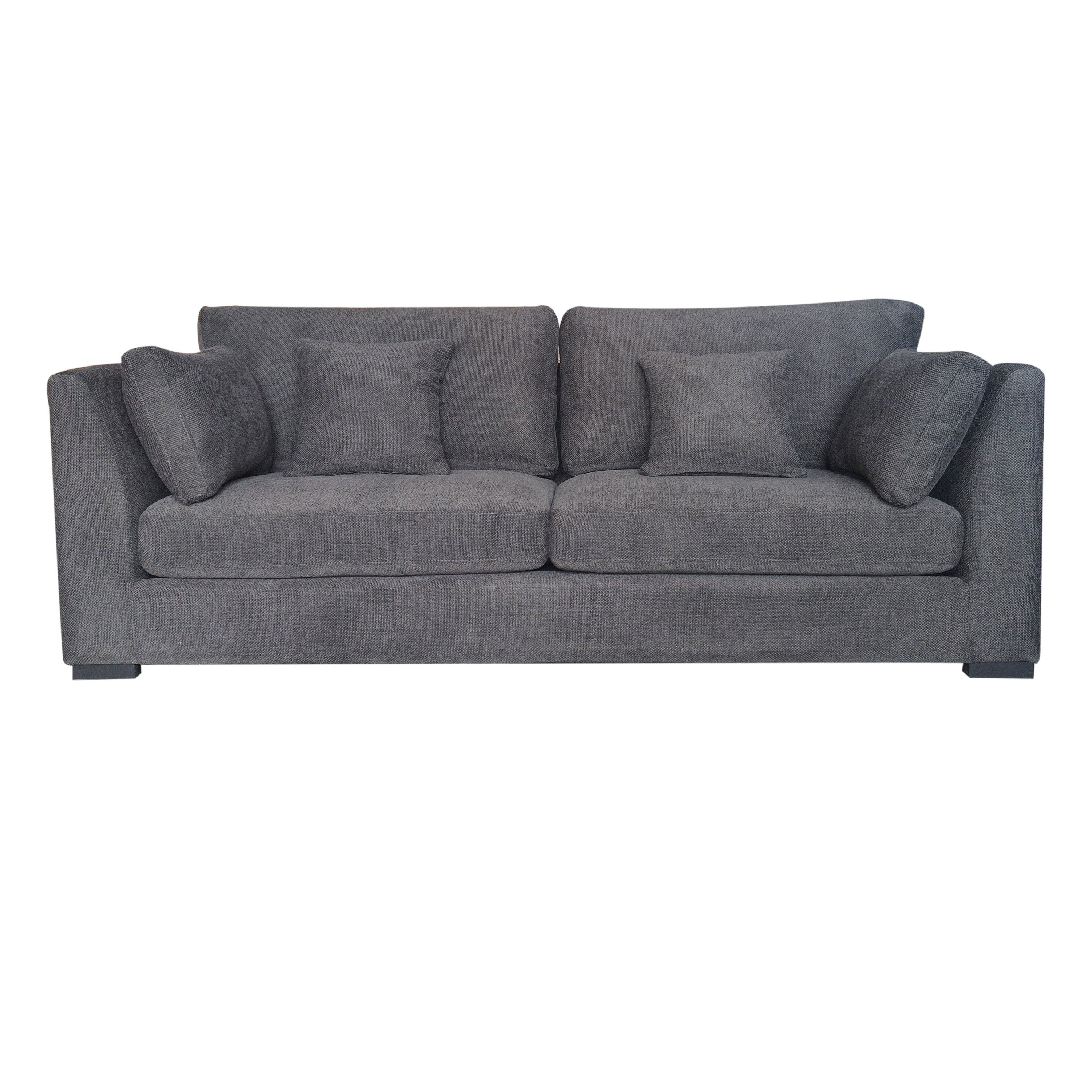 York 3 Seater Upholstered Sofa, Charcoal 227x93x78 cm