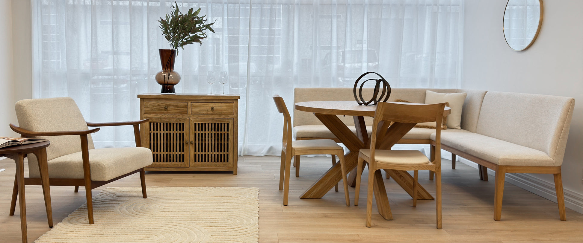 Banquette Bench Seat, 2 Piece 190x56x84 / 130x56x84 cm