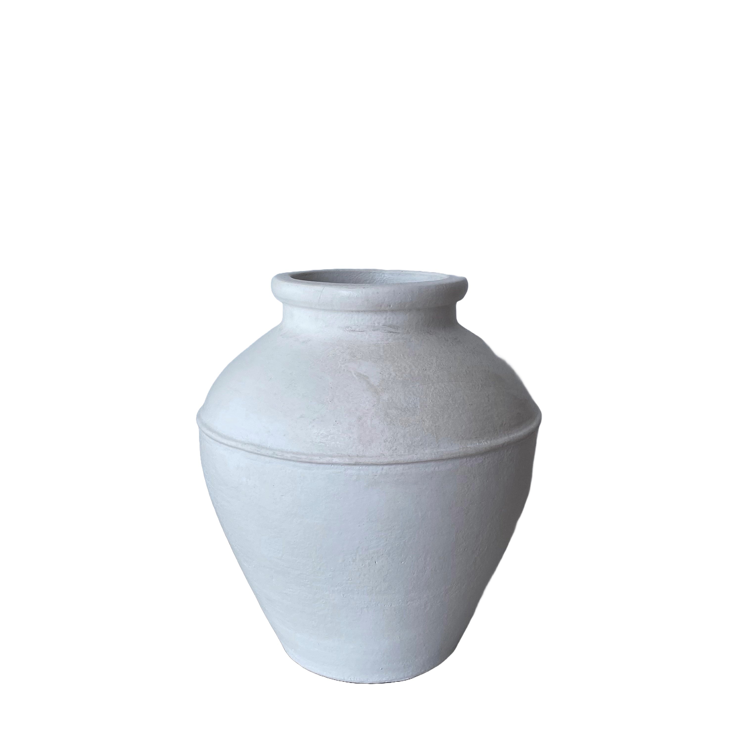 Tuscan Terracotta Jar- White Large 36x40 cm