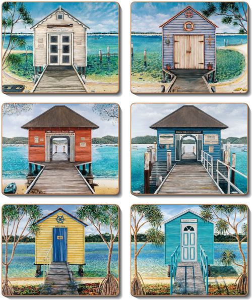Coasters Boathouses, Set of 6 12x10 cm