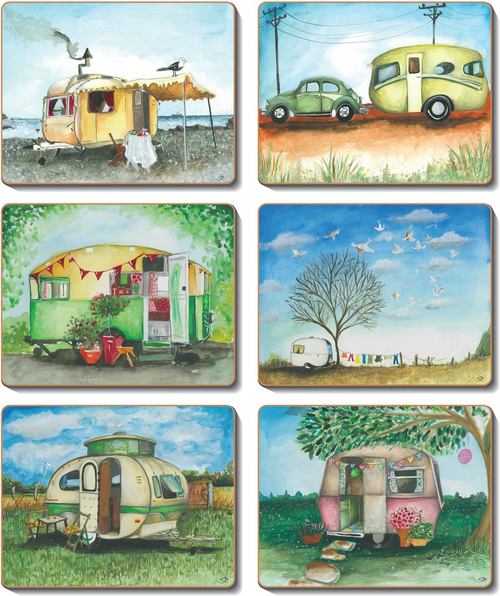 Coasters Vintage Caravan, Set of 6 12x10 cm