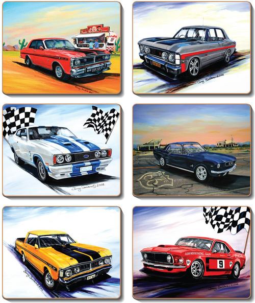 Coasters Ford Muscle, Set of 6 12x10 cm