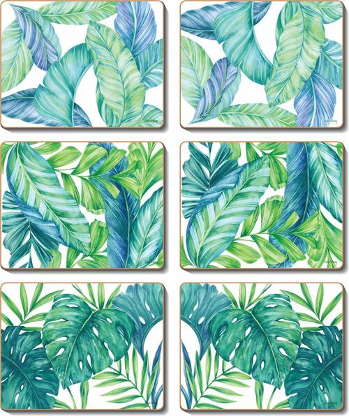 Coasters Tropical Leaves, Set of 6 12x10 cm