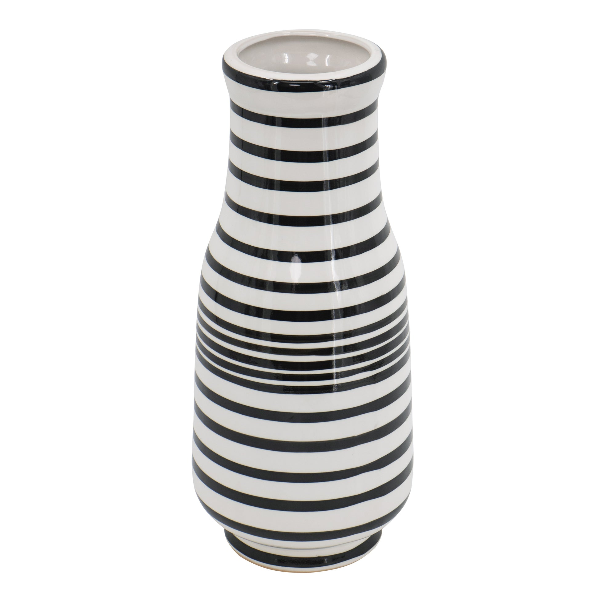 Black & White Striped Vase 18x46 cm