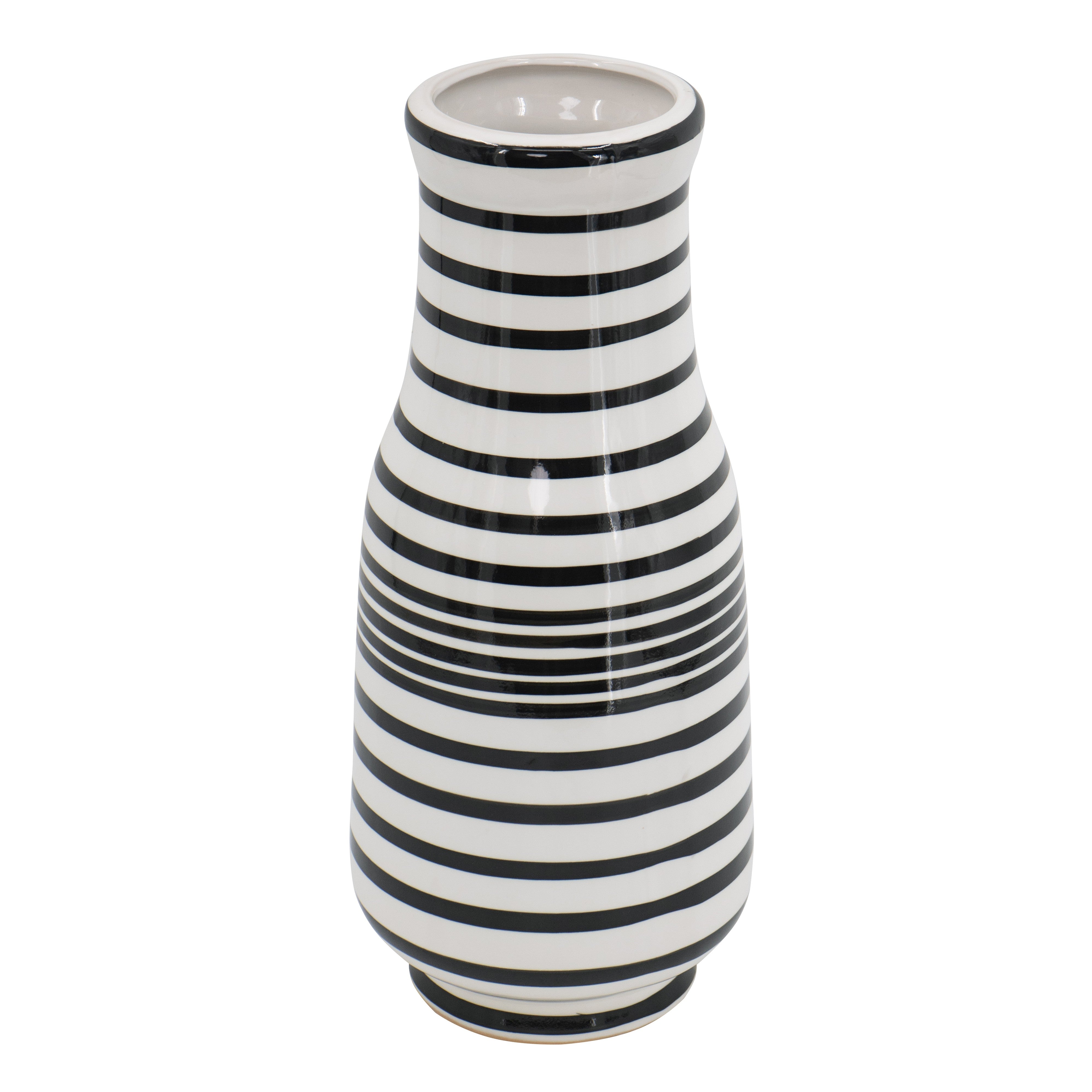 Black & White Striped Vase 18x46 cm