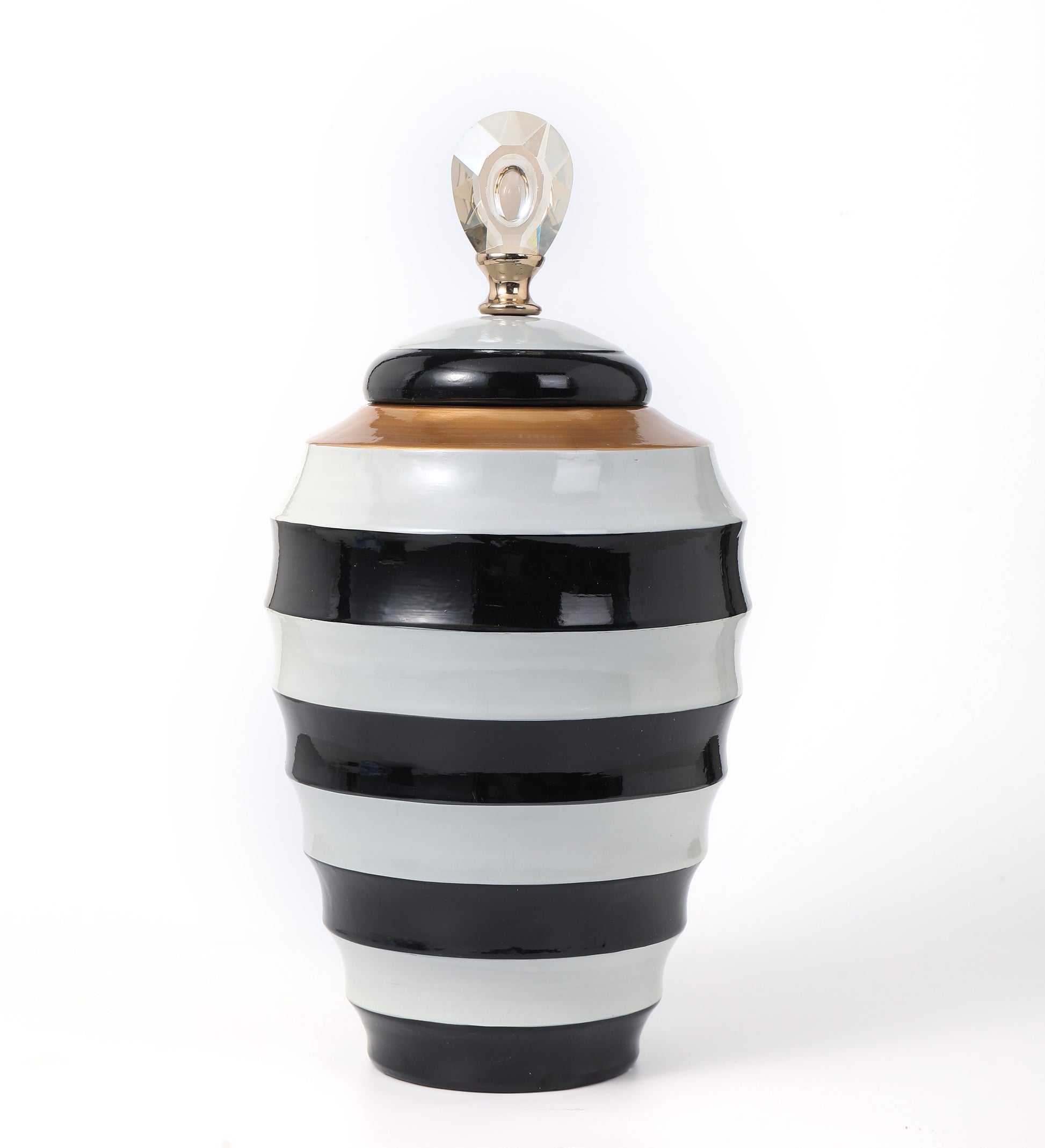 MonoLuxe Small Lidded Vase, Stripe 24x39.5 cm