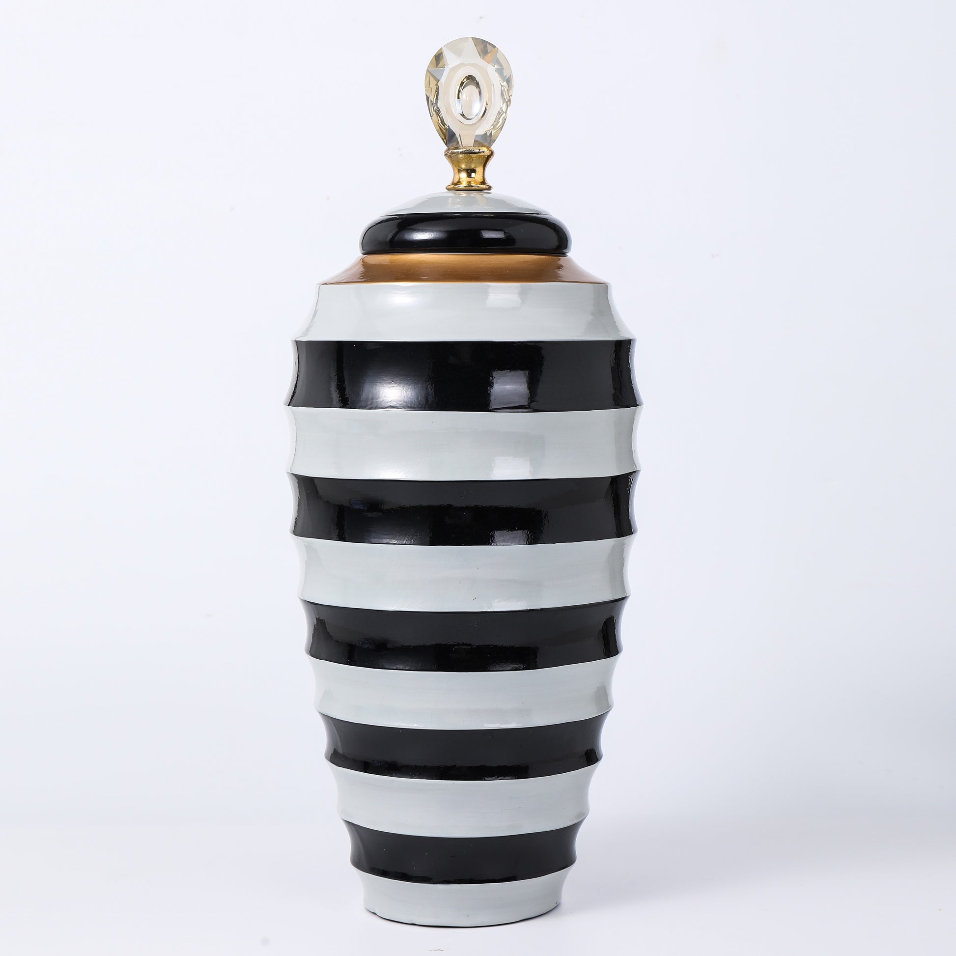 MonoLuxe Large Lidded Vase, Stripe 24x51 cm