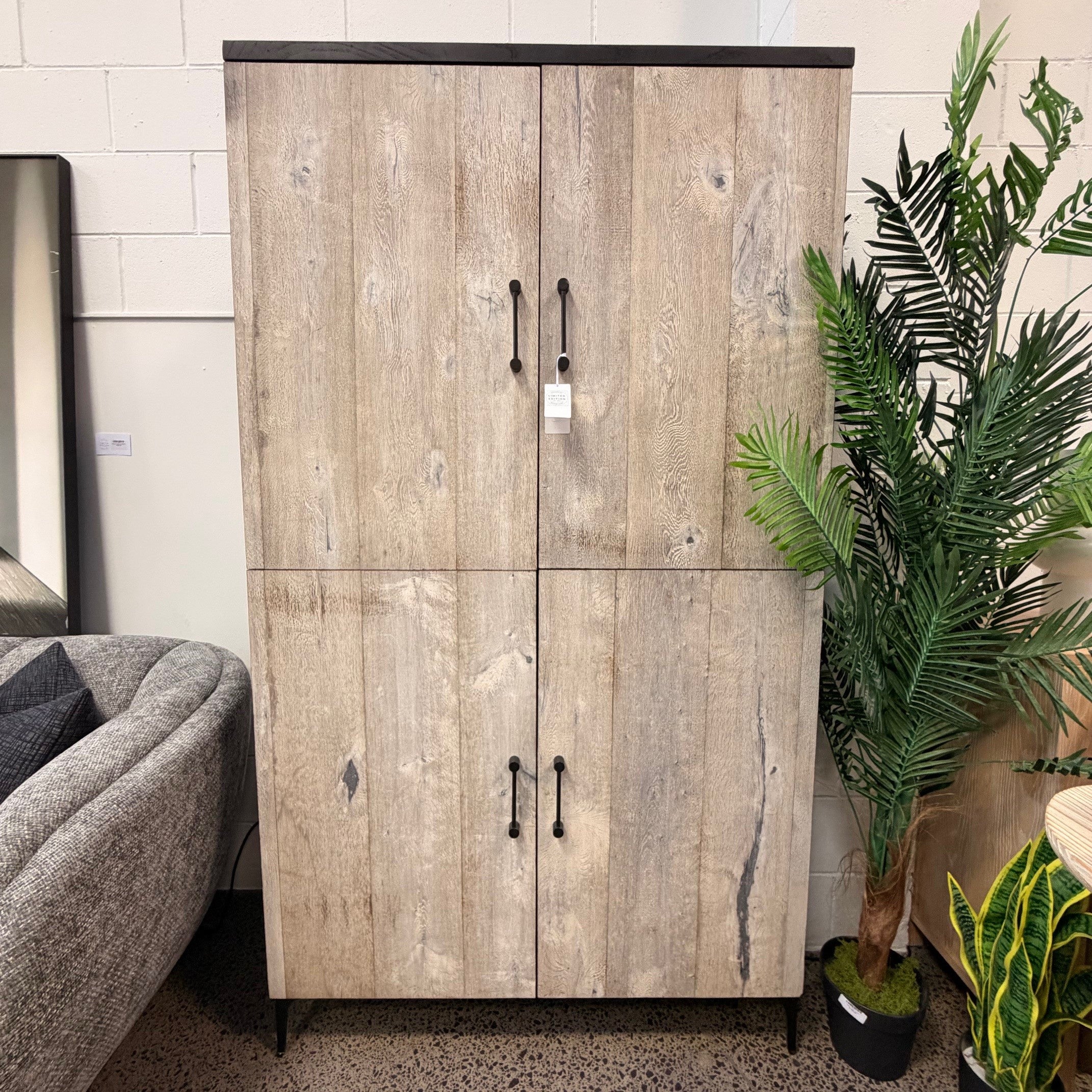 Oak & Iron Cabinet 106x48x190 cm