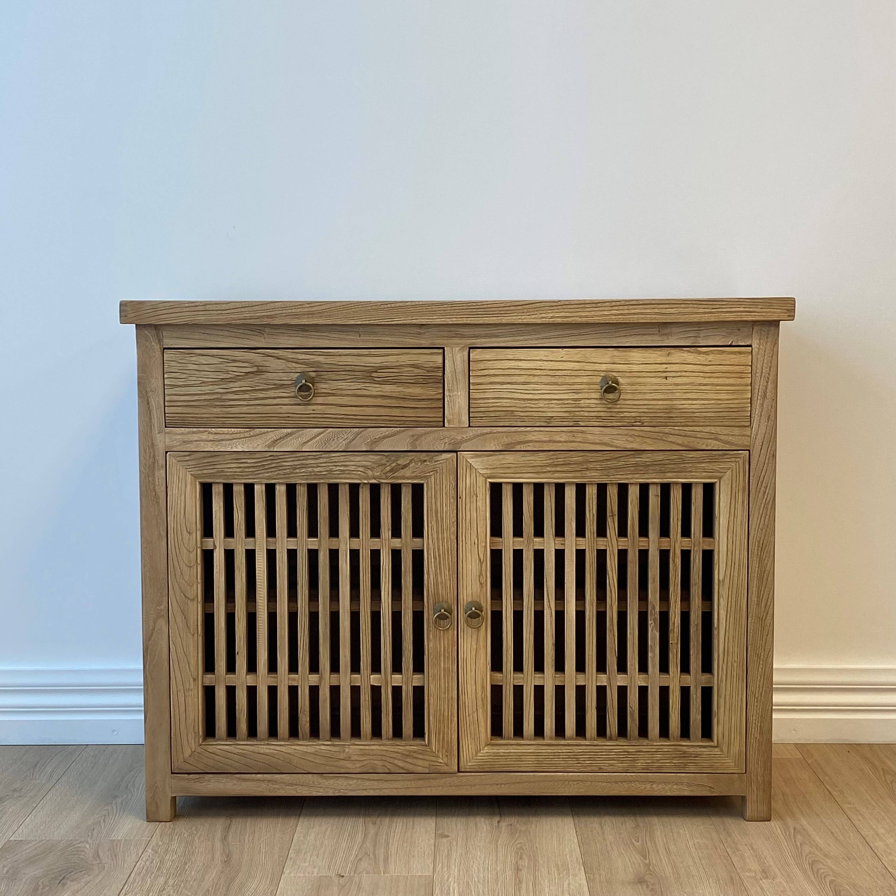 Heritage Elm Slat Cabinet 100x40x80 cm