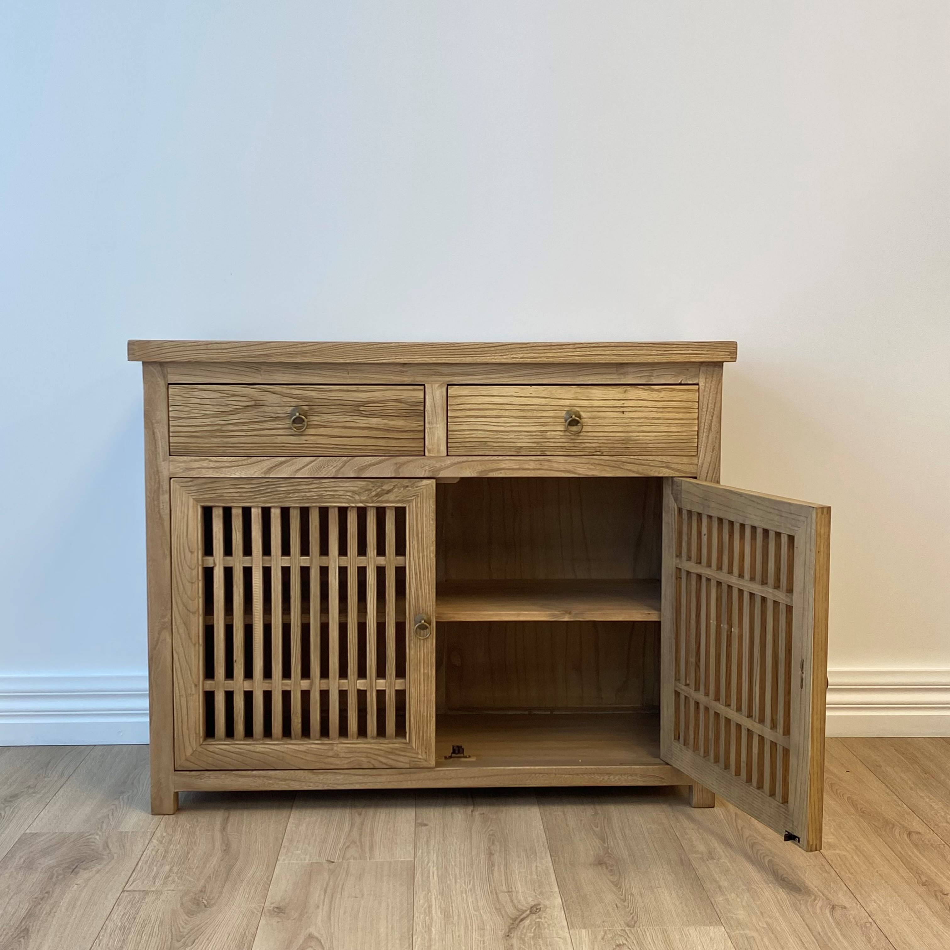 Heritage Elm Slat Cabinet 100x40x80 cm
