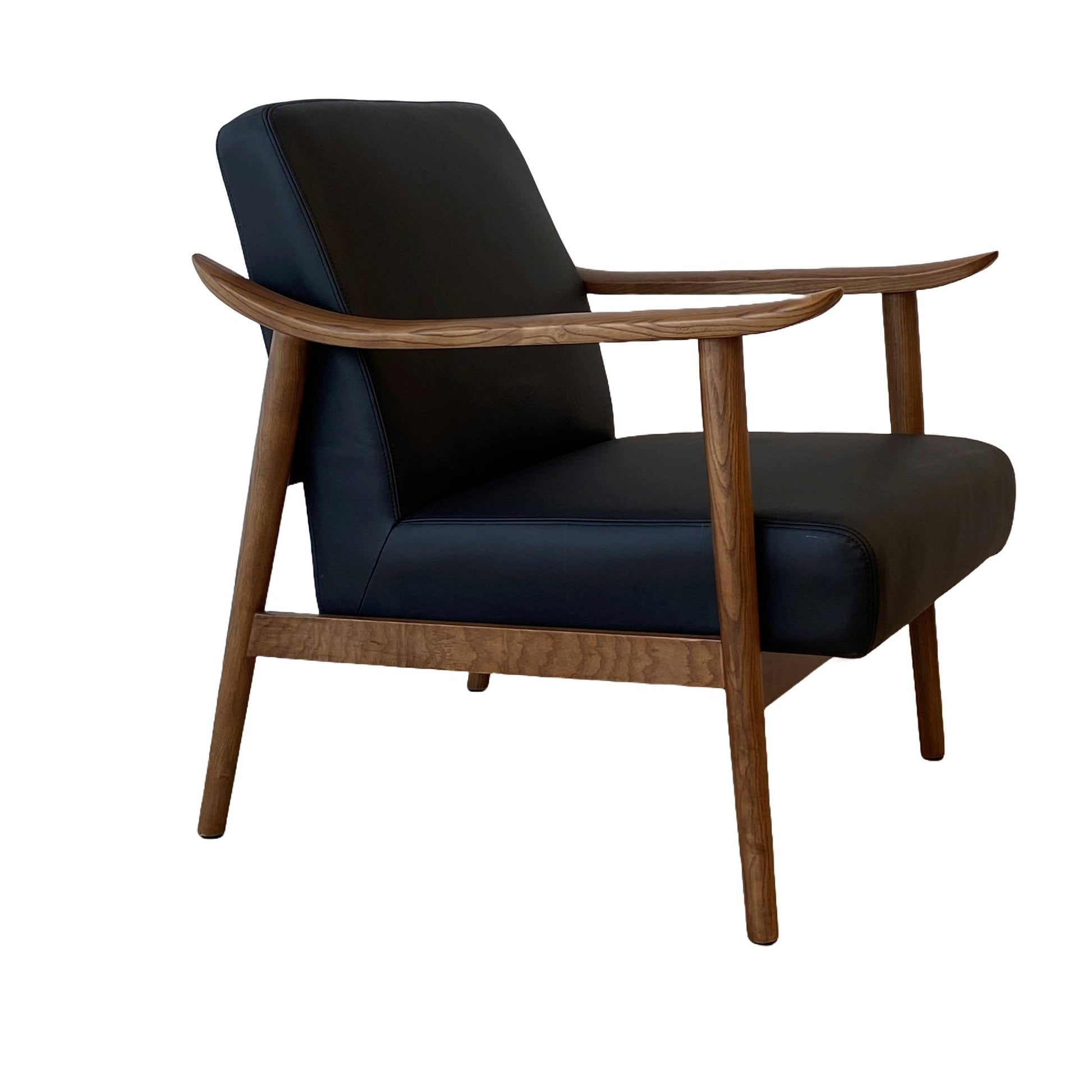 Spencer Mid-Century Leather Chair, Black 67x73x81 cm