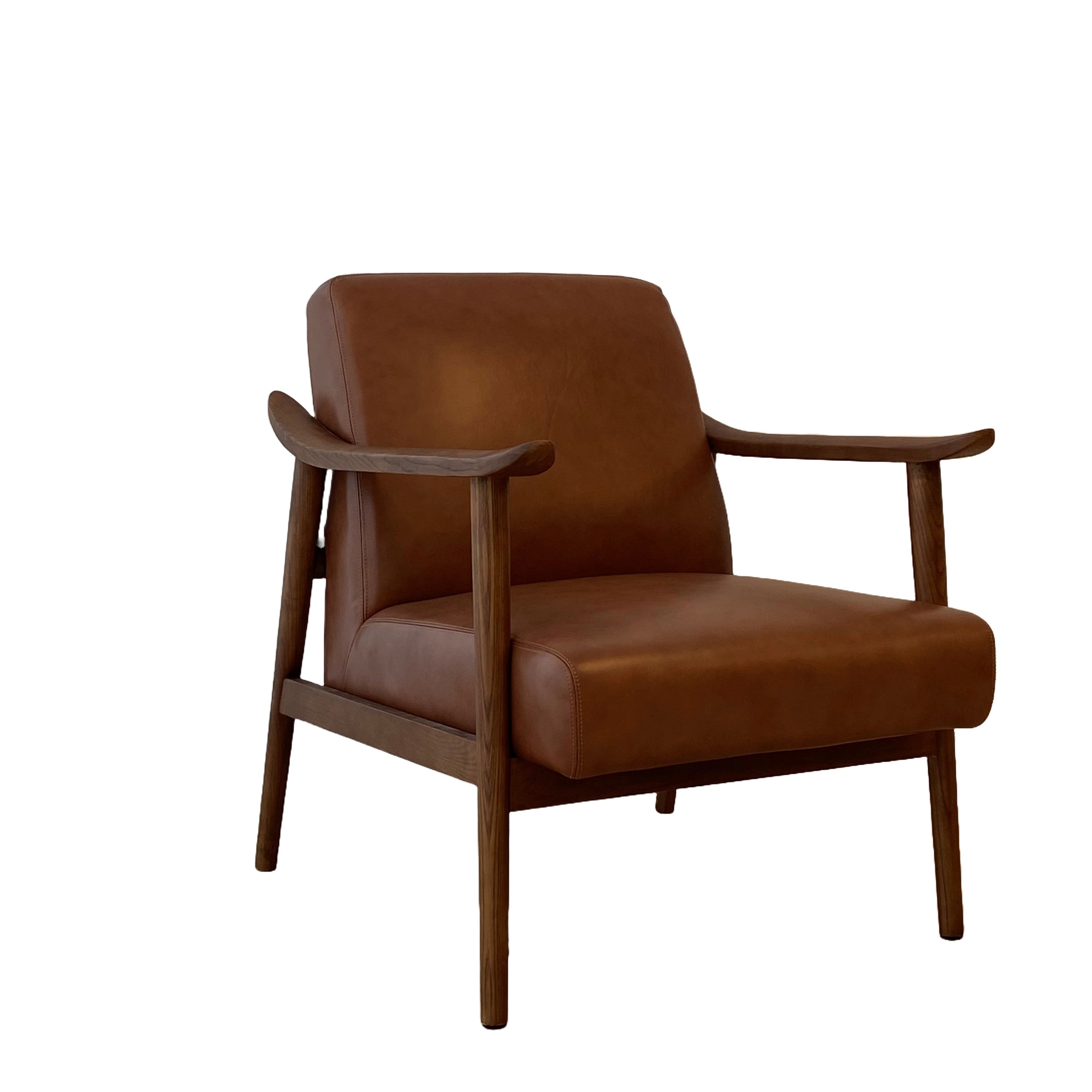 Spencer Mid-Century Leather Chair, Saddle 67x73x81 cm