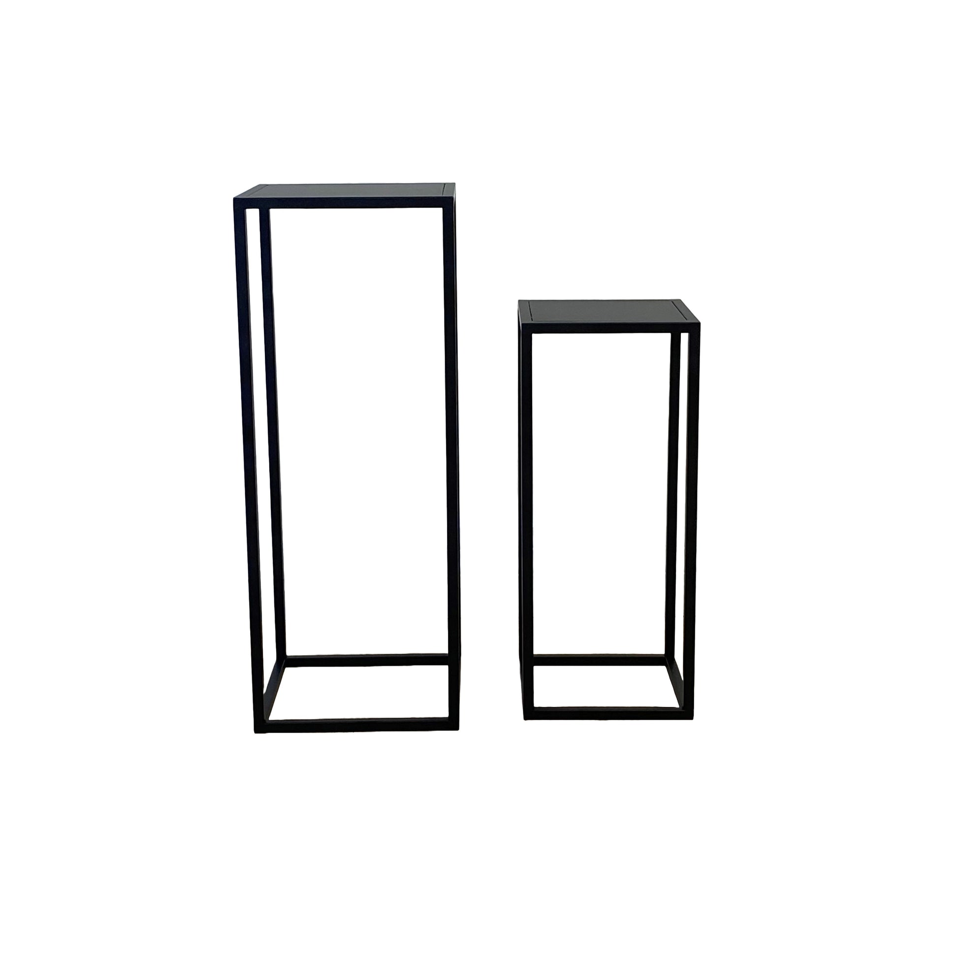 Metal Plinth set of 2 25x25x65 / 22x22x50 cm
