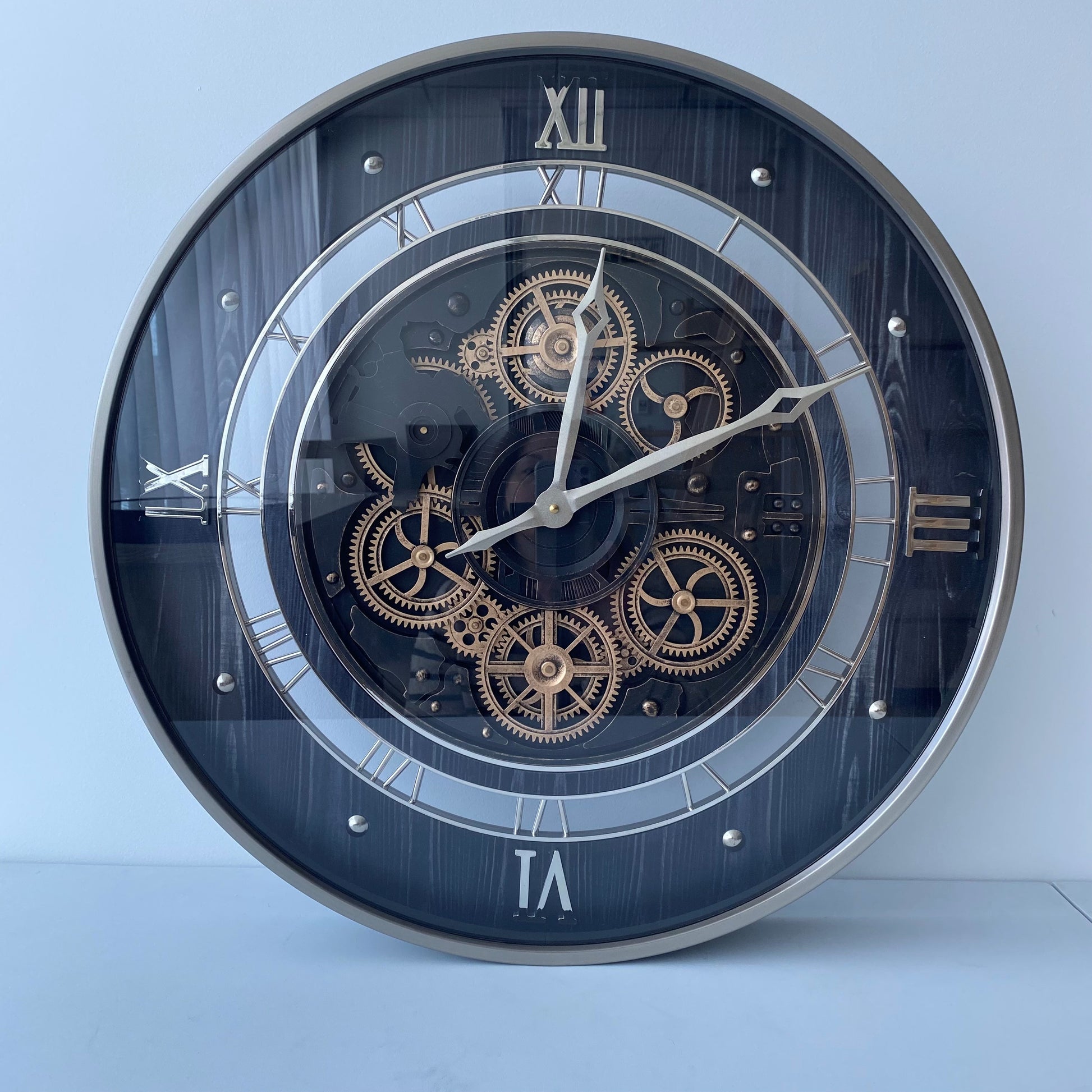 Domus Wall Clock, Pewter 56x8.5 cm