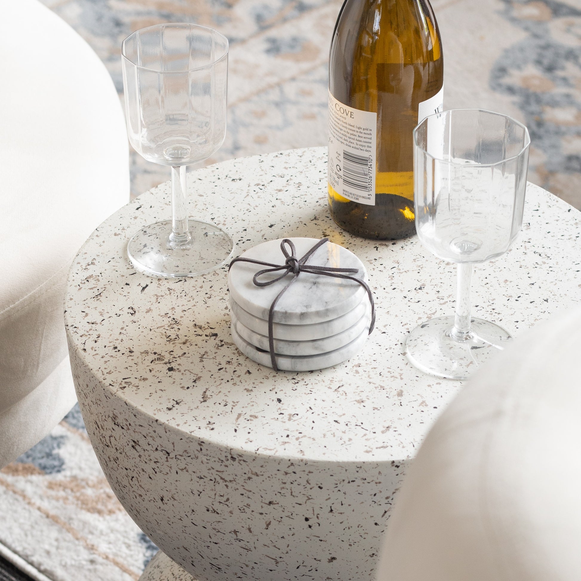 Round Marble Coasters set of 4 Grey 9x9 cm