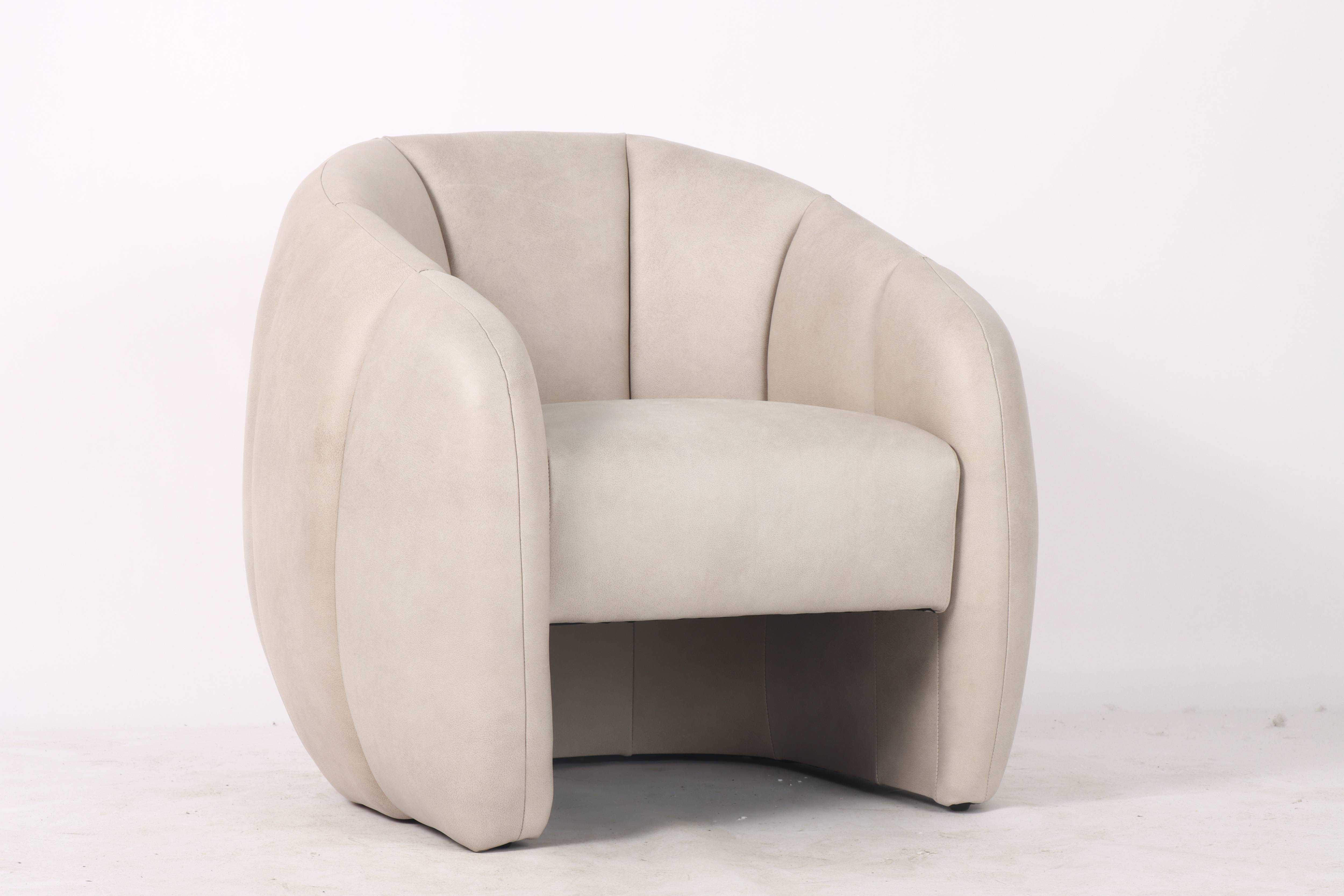 Dubai Leather Armchair, Pearl 81x78x74 cm