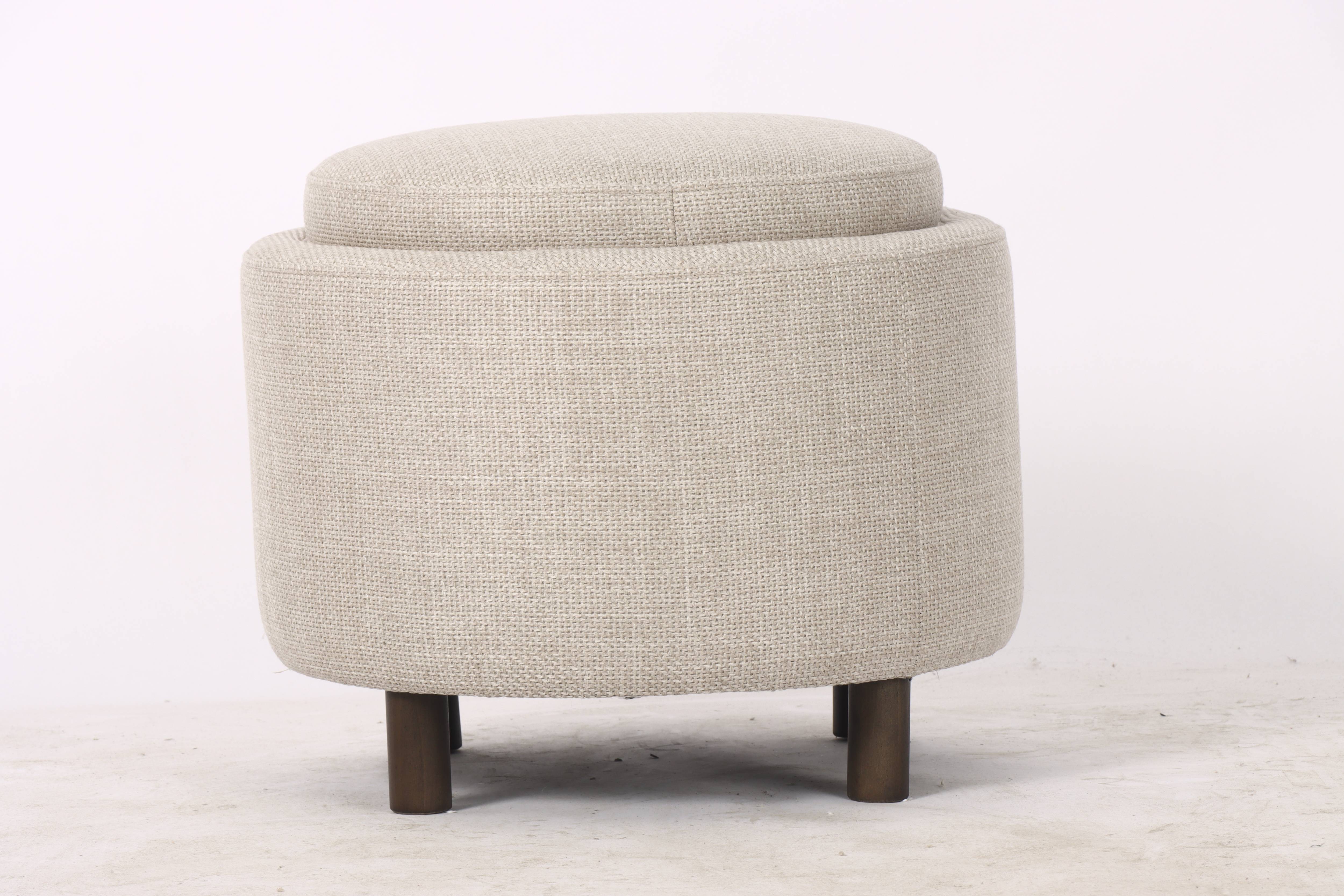 Otto Round Storage Ottoman, Walnut Legs 49x49x41 cm
