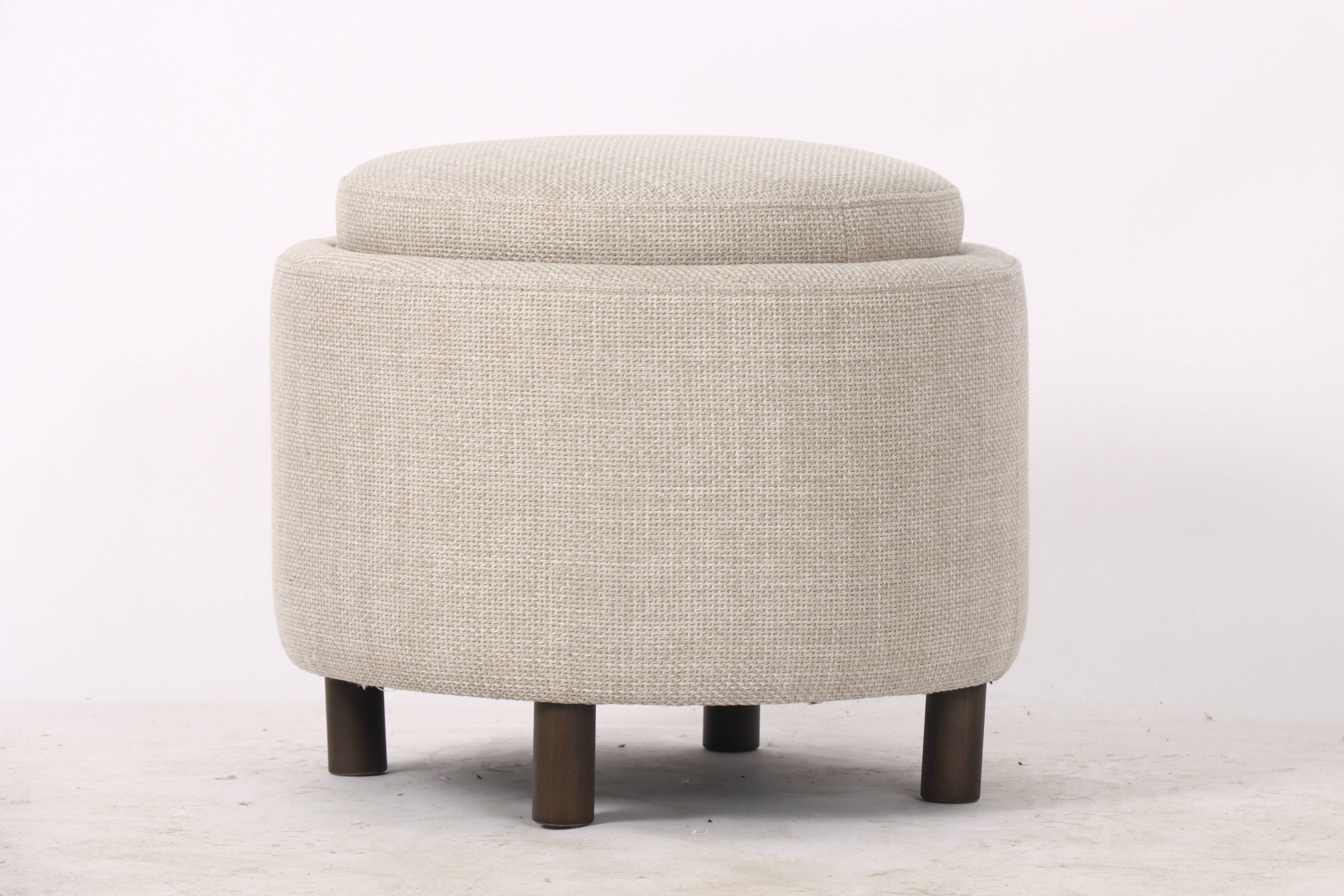 Otto Round Storage Ottoman, Walnut Legs 49x49x41 cm