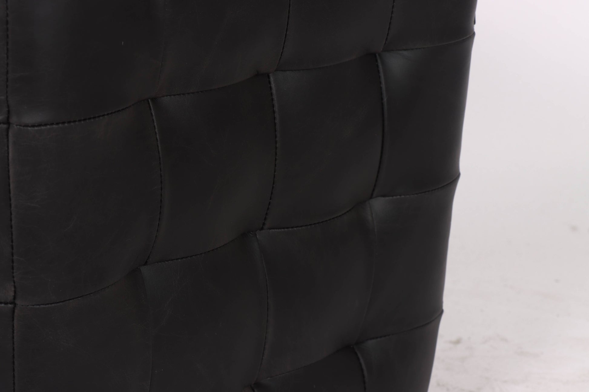 Cube Leather Ottoman, Black 37.5x37.5x38.5 cm