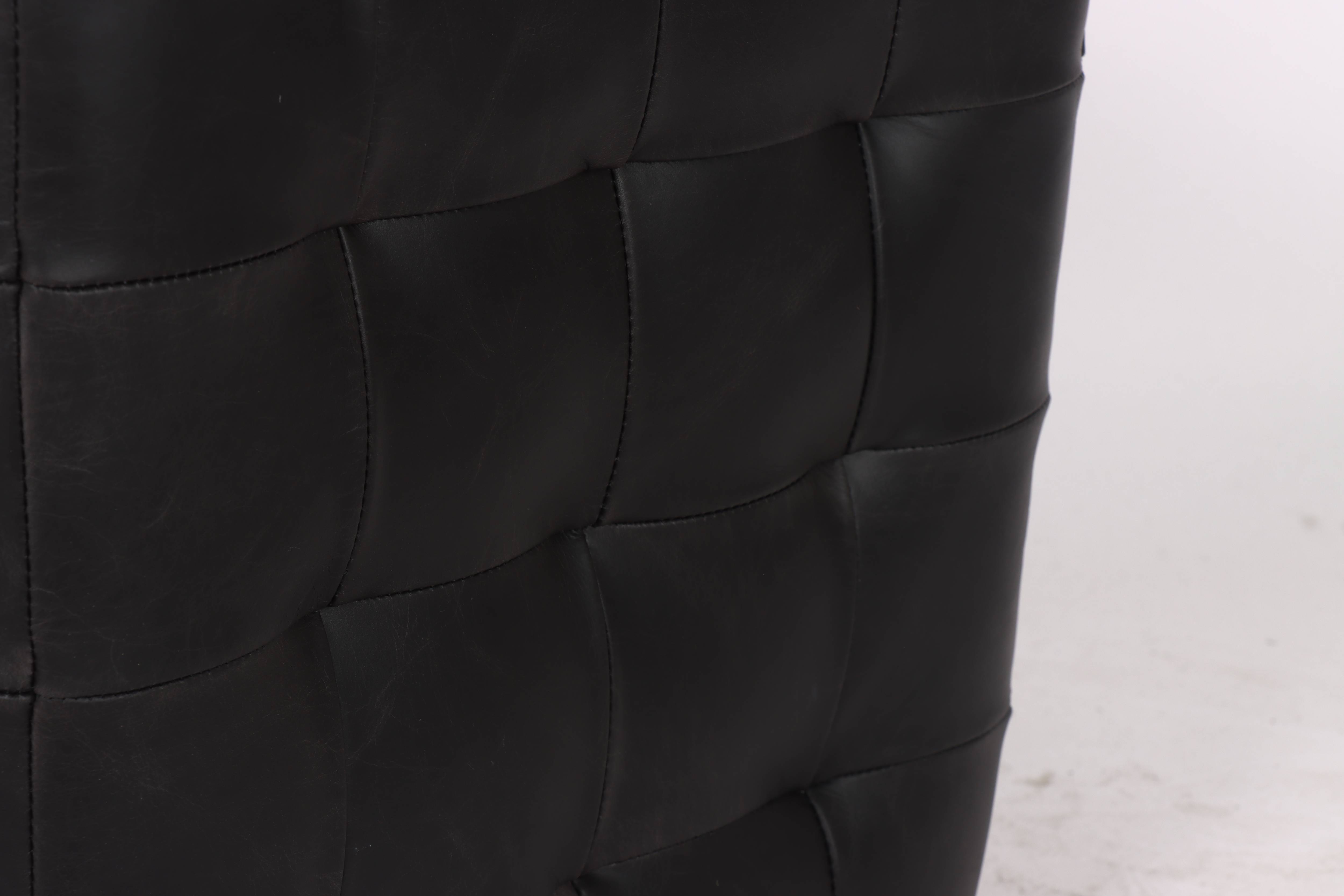 Cube Leather Ottoman, Black 37.5x37.5x38.5 cm