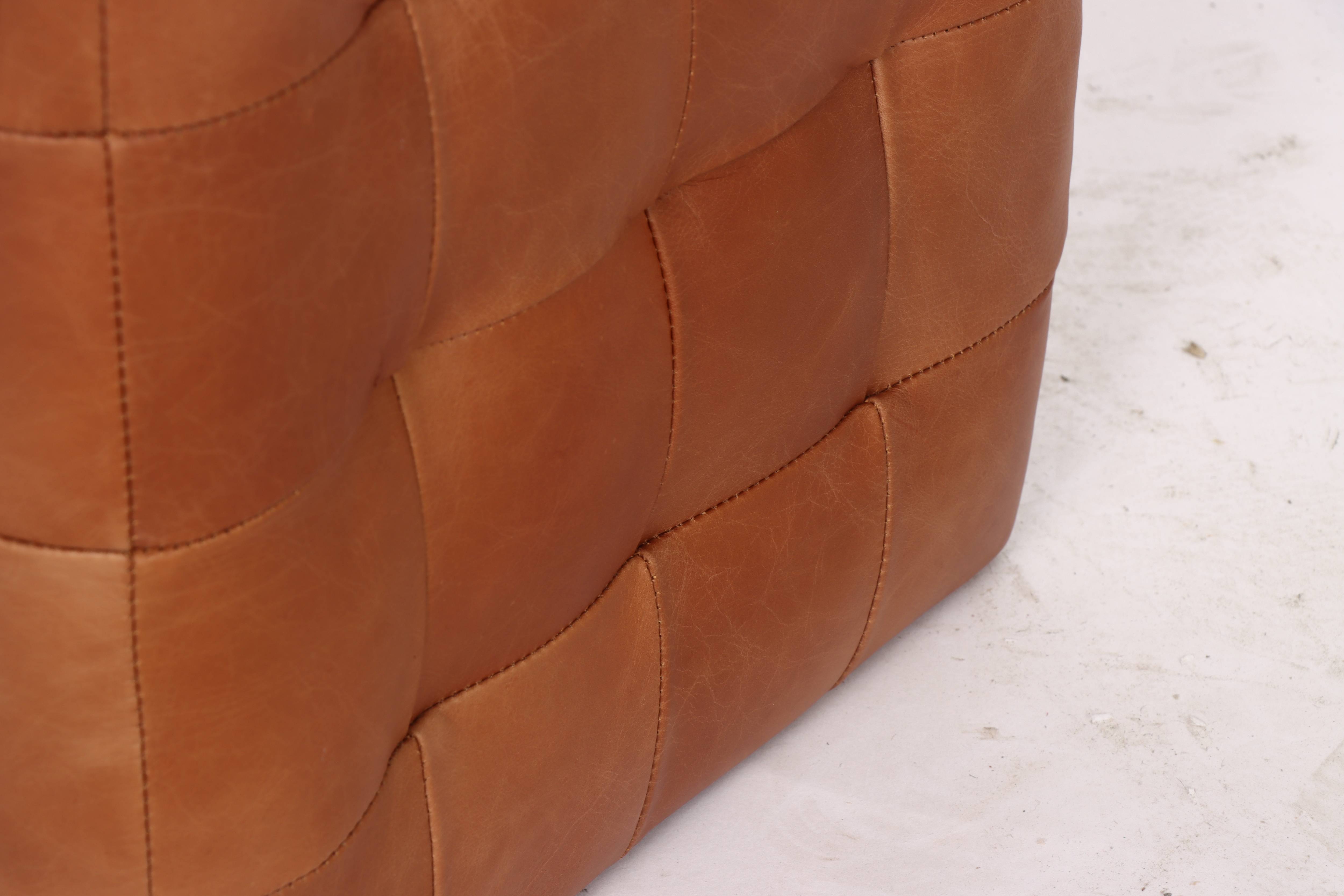 Cube Leather Ottoman, Cognac 37.5x37.5x38.5 cm
