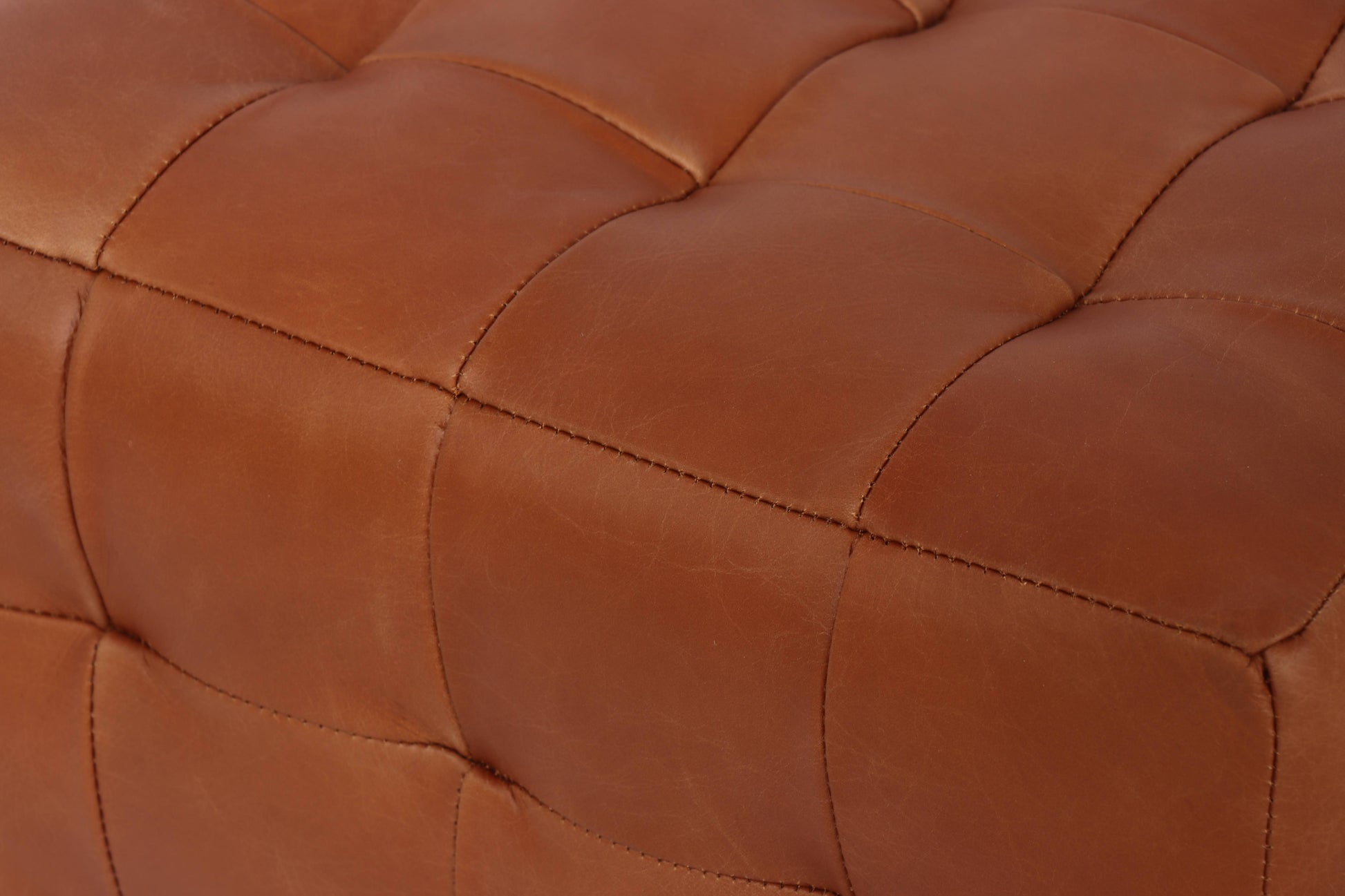 Cube Leather Ottoman, Cognac 37.5x37.5x38.5 cm