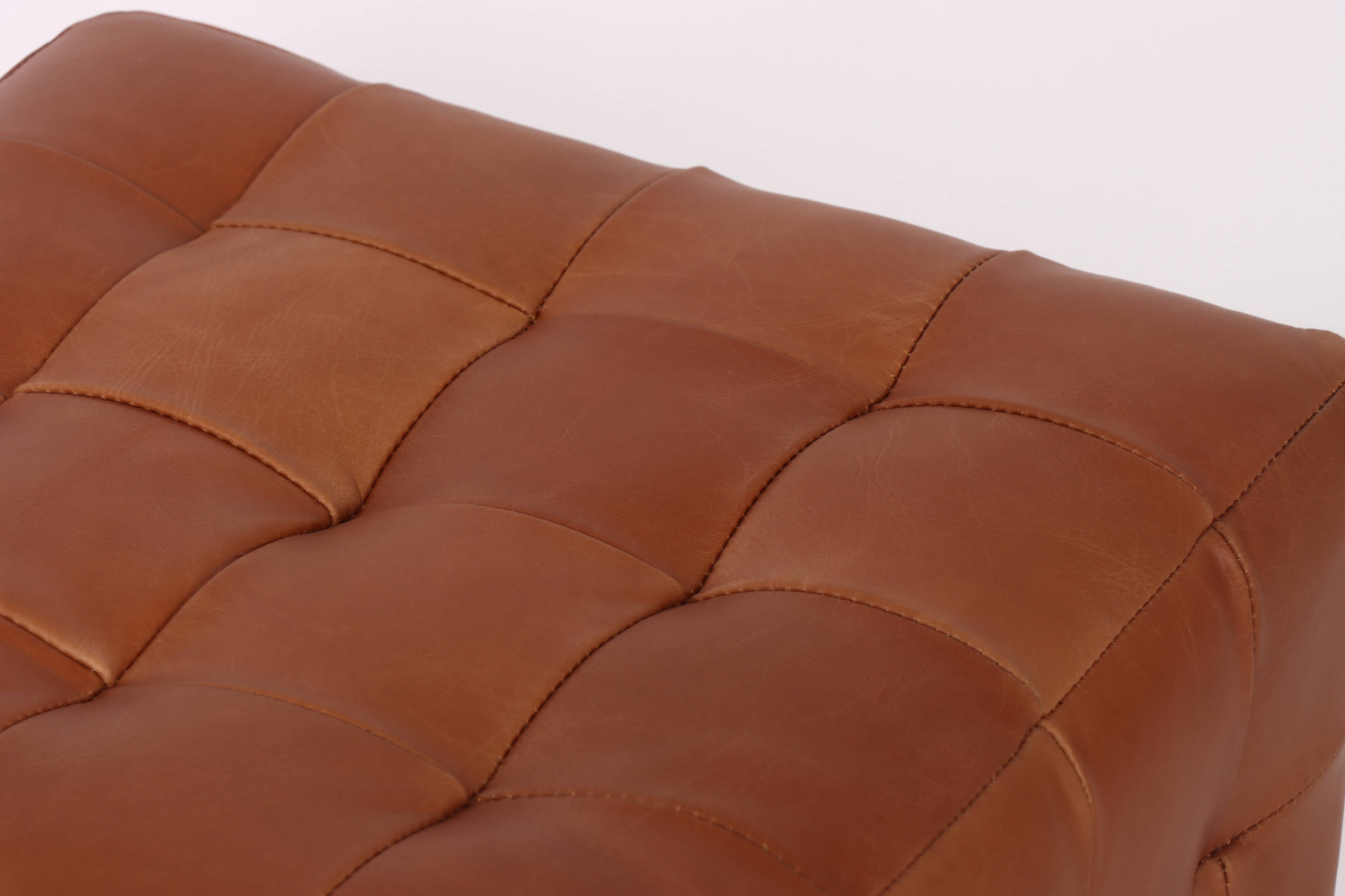 Cube Leather Ottoman, Cognac 37.5x37.5x38.5 cm