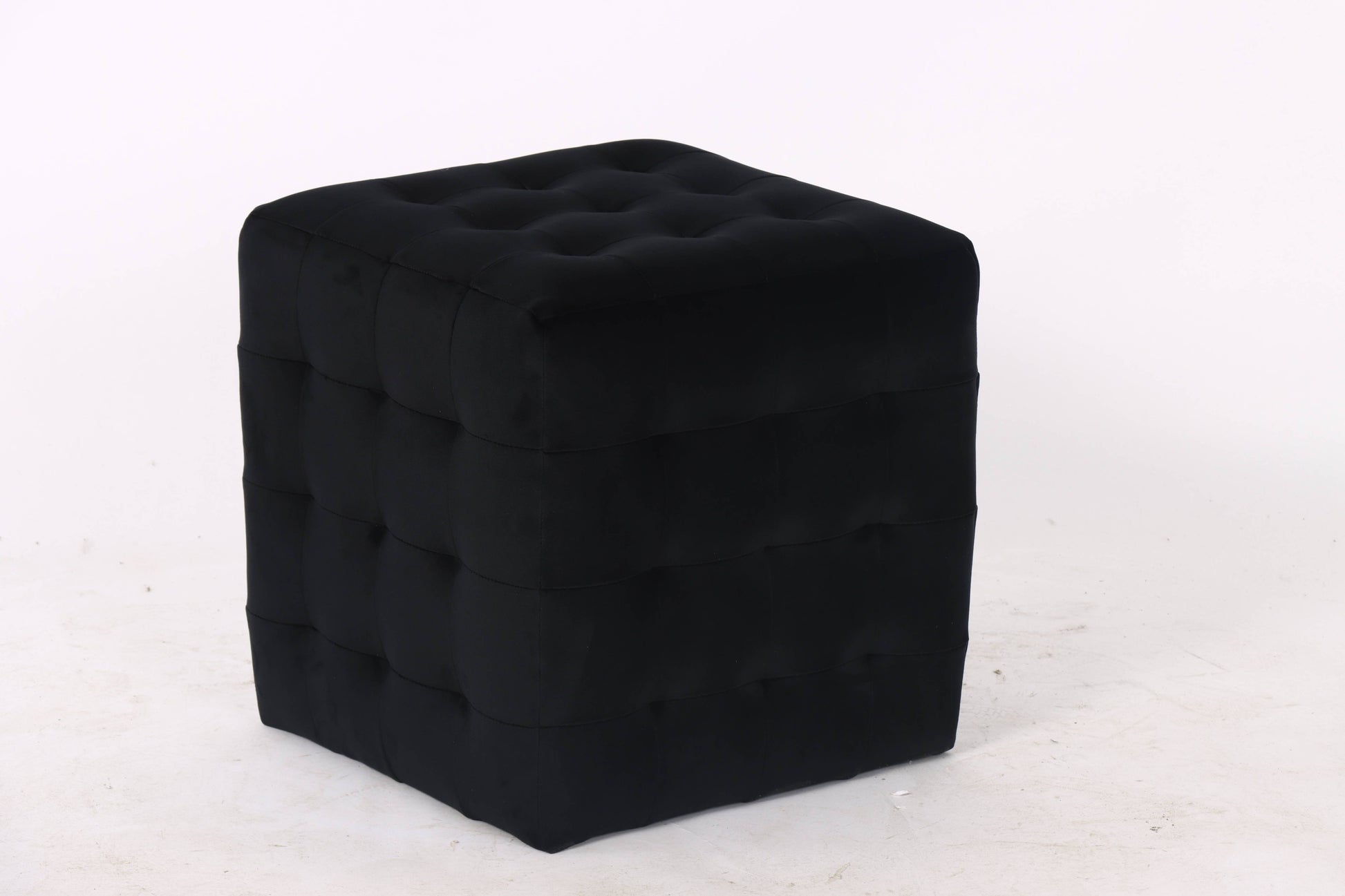 Cube Velvet Ottoman, Black 37.5x37.5x38.5 cm