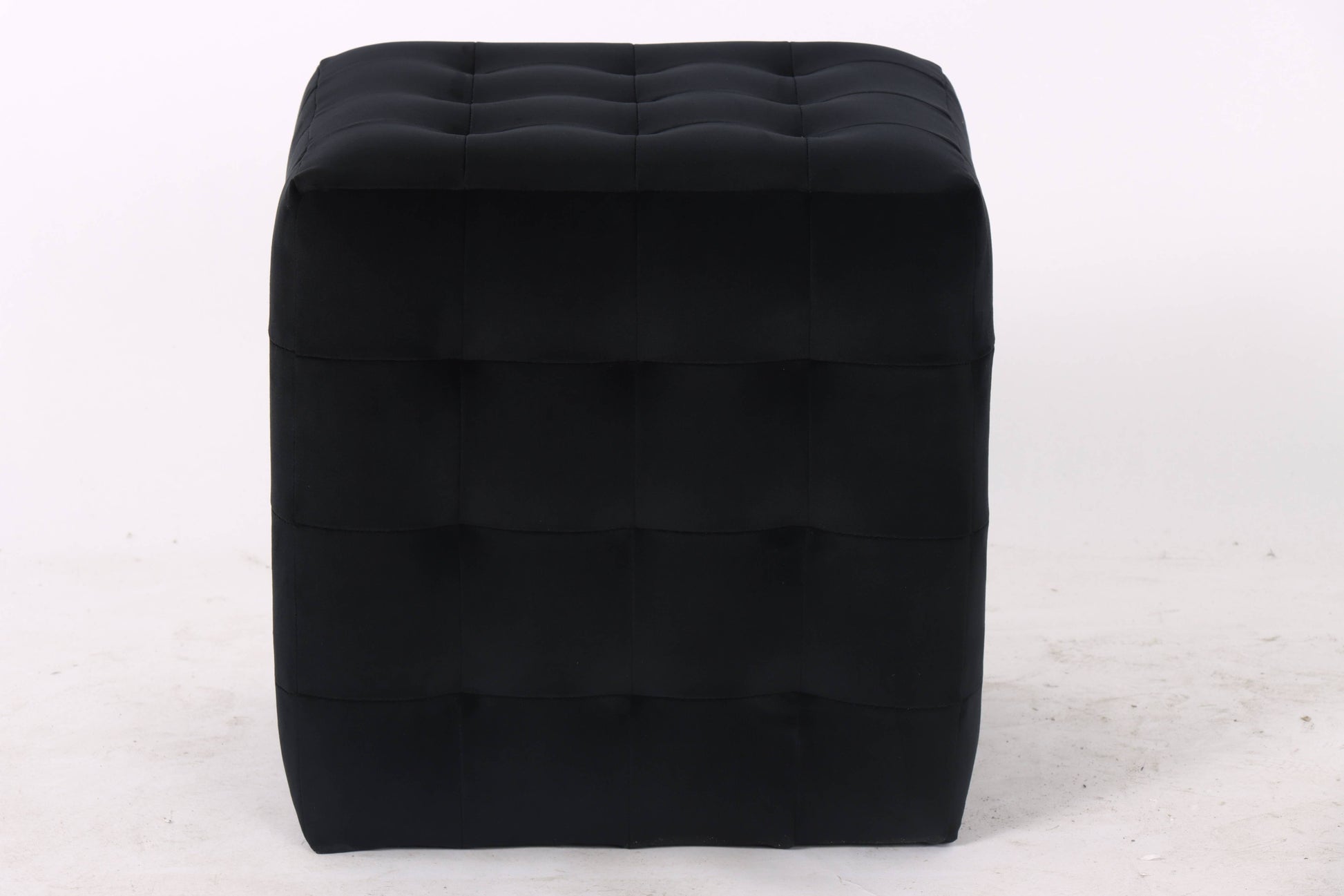 Cube Velvet Ottoman, Black 37.5x37.5x38.5 cm