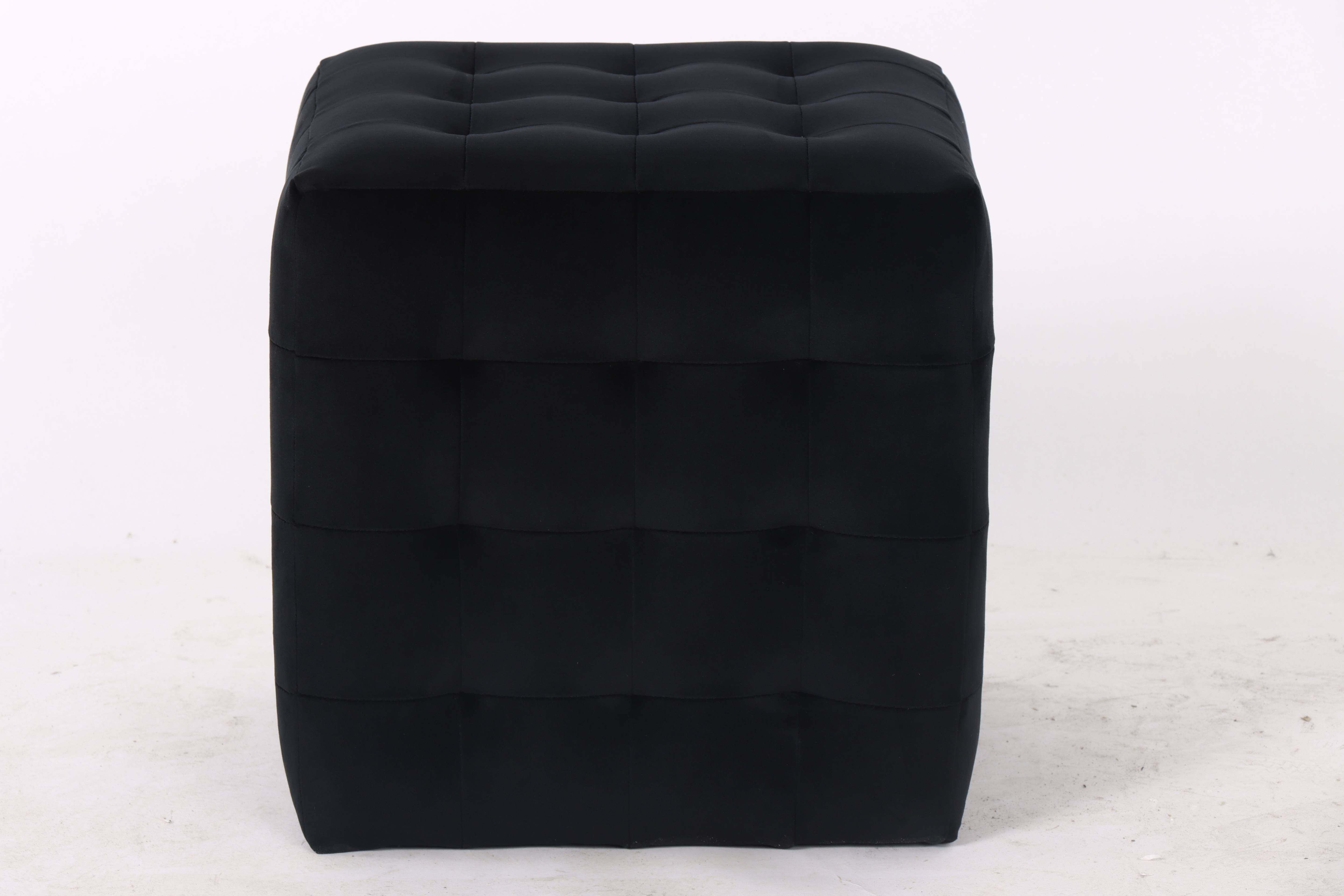 Cube Velvet Ottoman, Black 37.5x37.5x38.5 cm