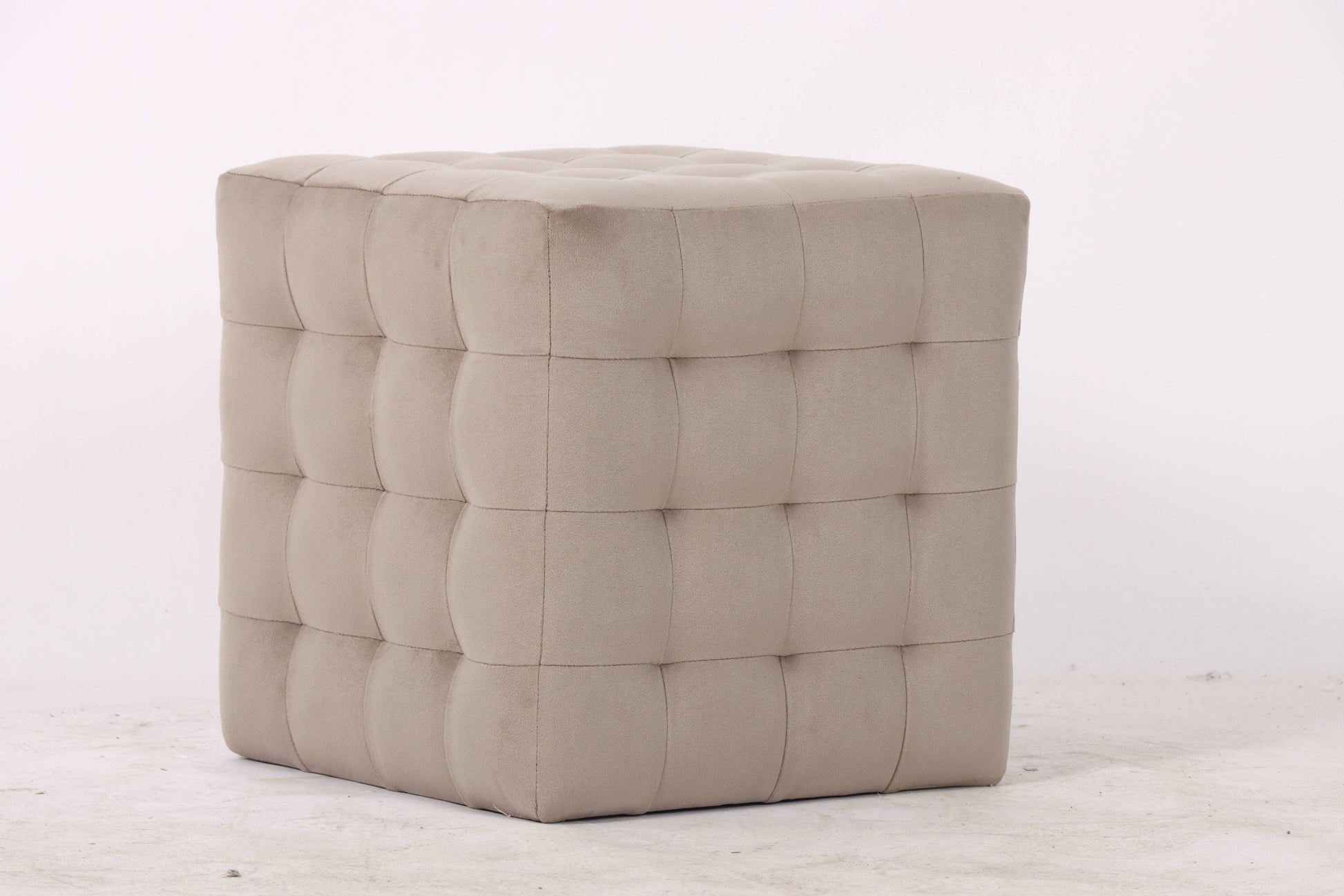 Cube Velvet Ottoman, Coastal Grey 37.5x37.5x38.5 cm