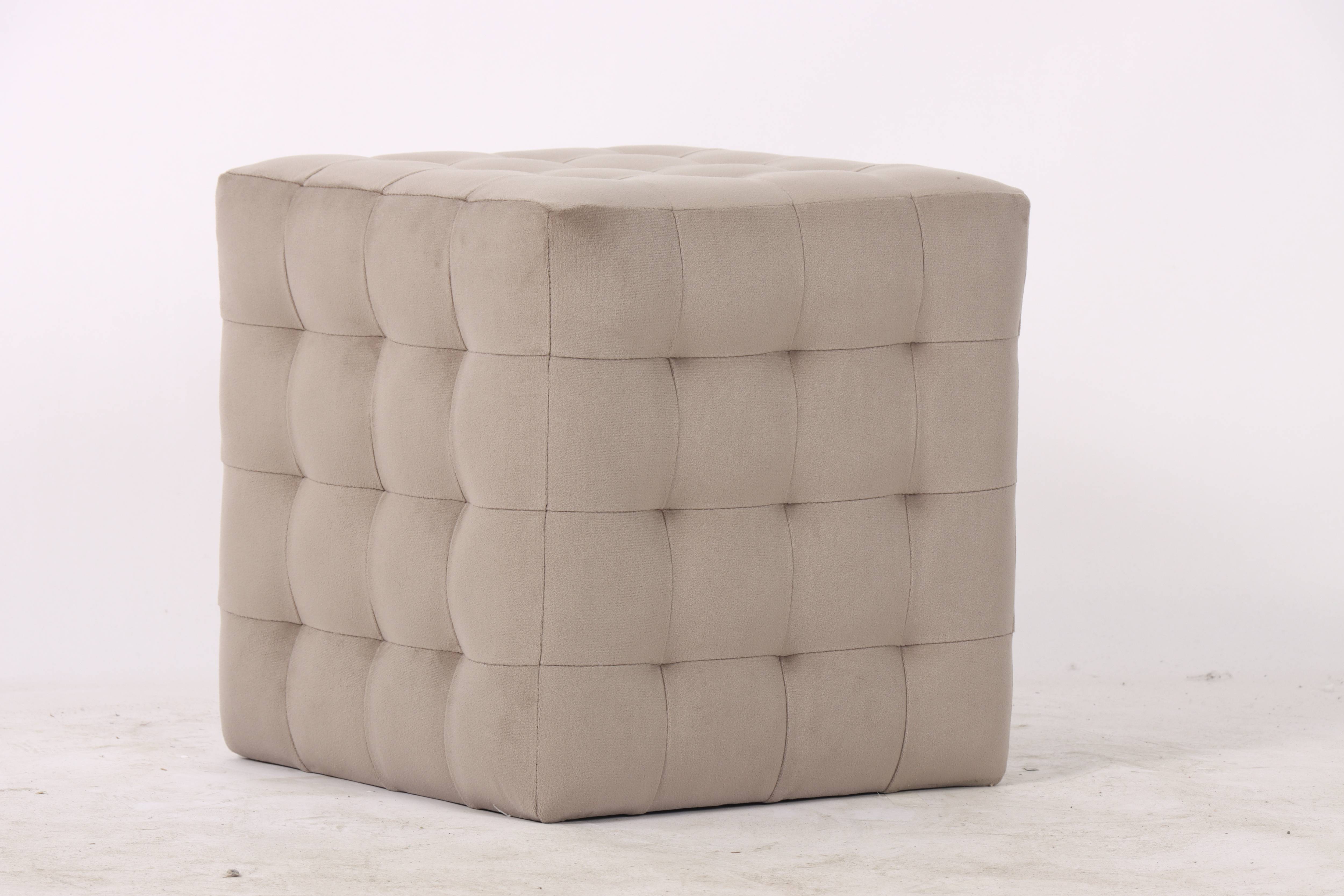 Cube Velvet Ottoman, Coastal Grey 37.5x37.5x38.5 cm