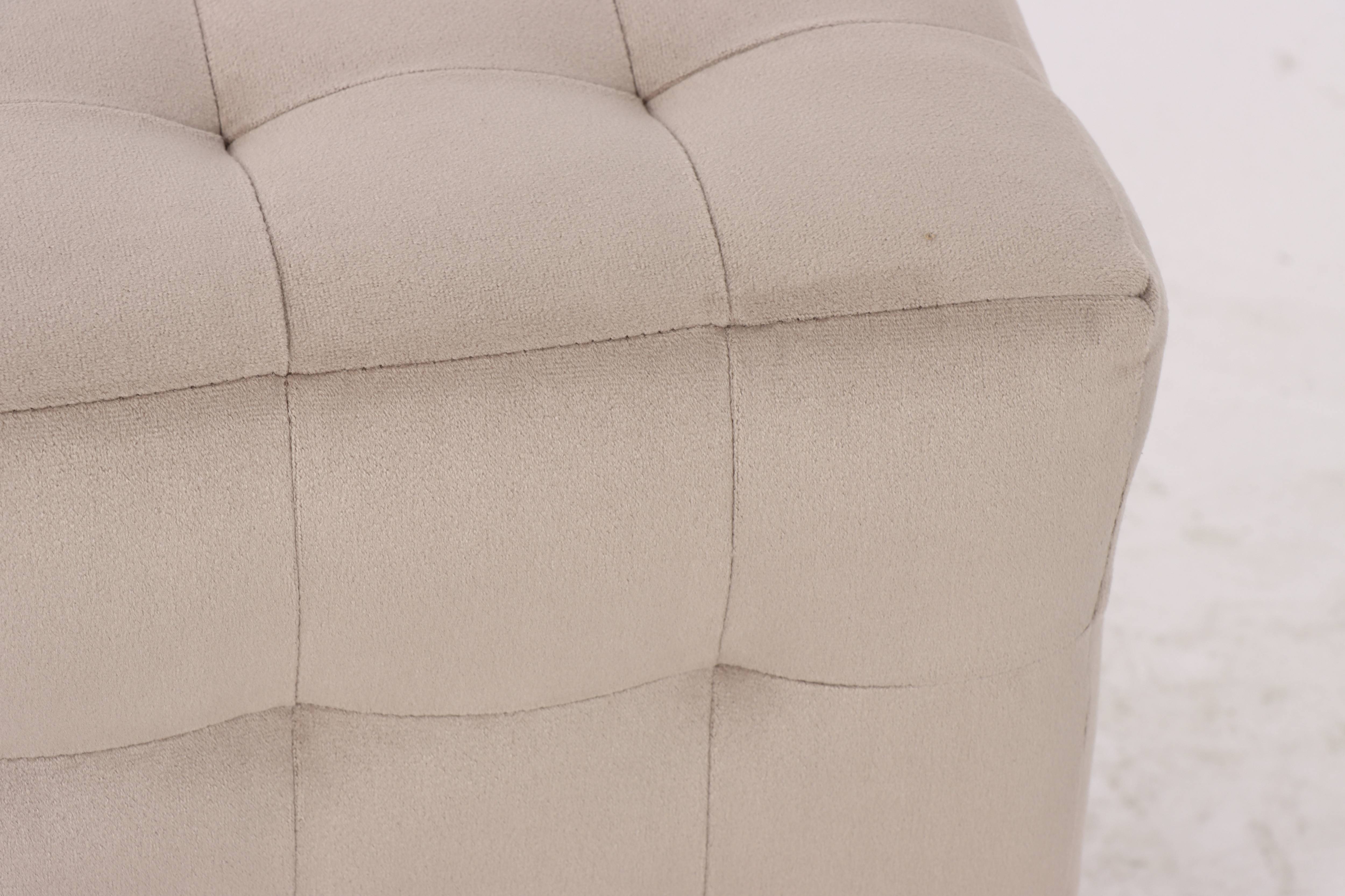 Cube Velvet Ottoman, Coastal Grey 37.5x37.5x38.5 cm