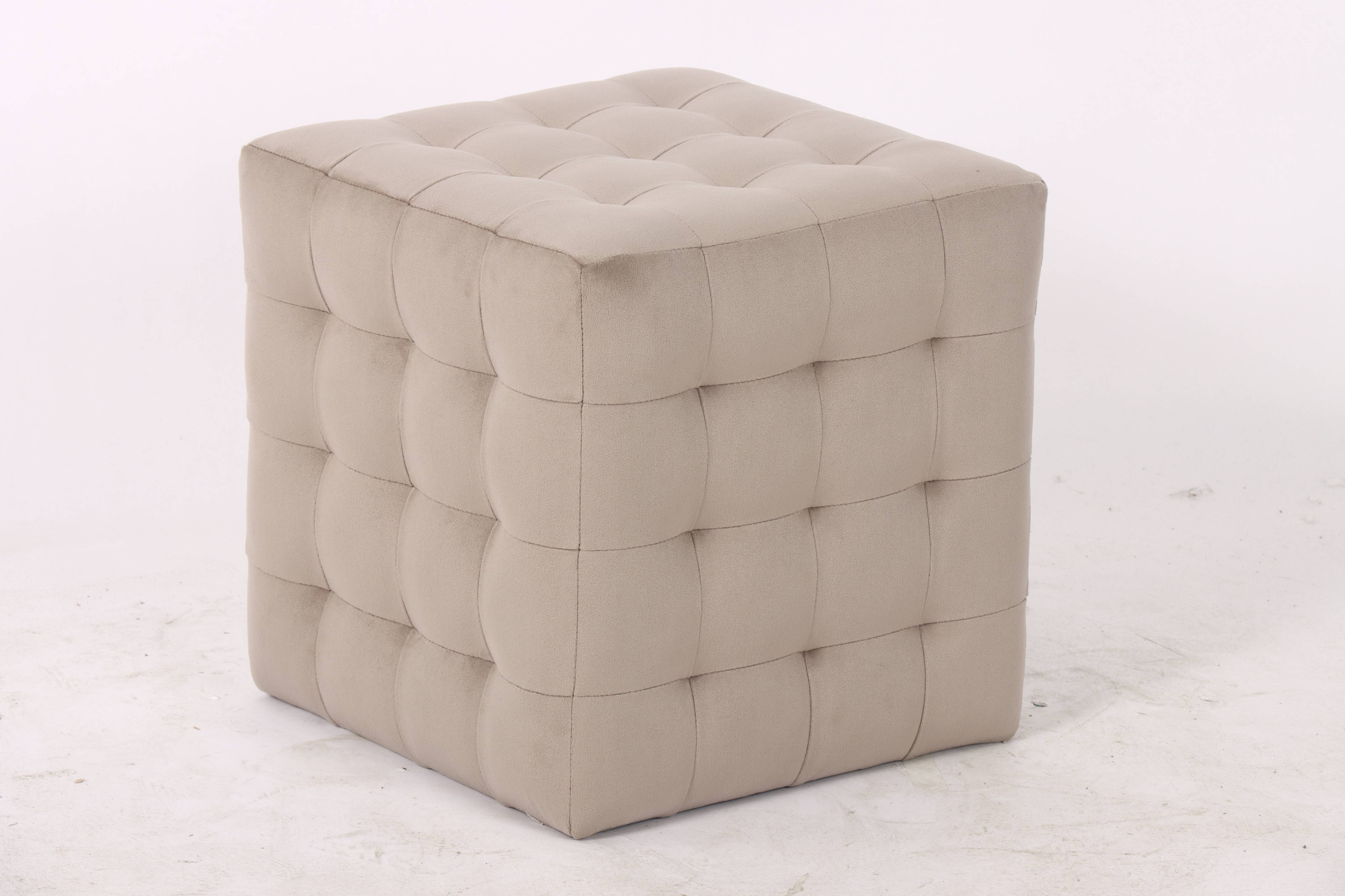 Cube Velvet Ottoman, Coastal Grey 37.5x37.5x38.5 cm