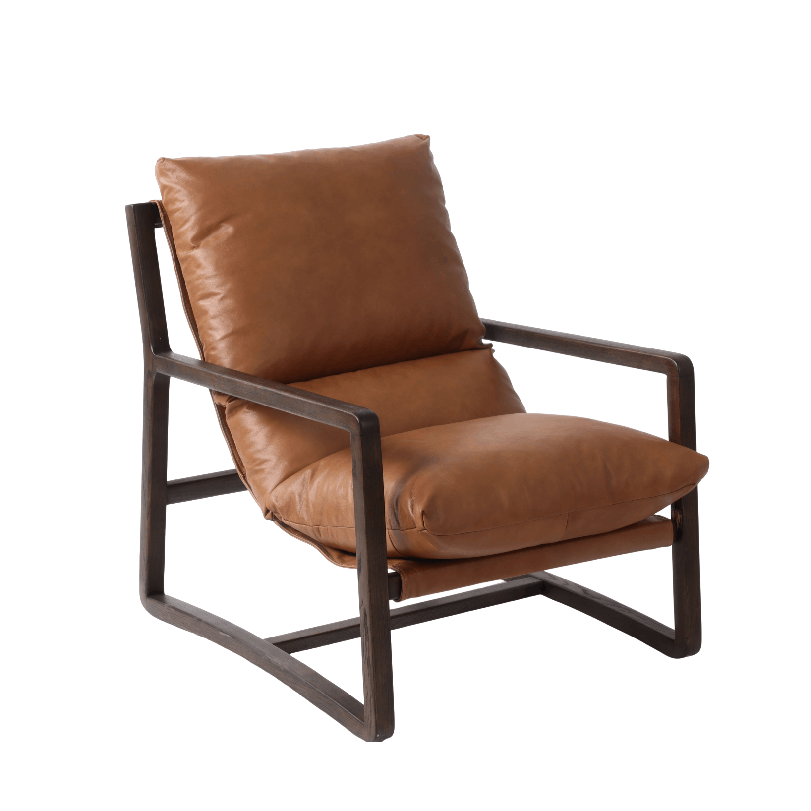 Andres Leather Slingback Chair, Tan 68.5x93x88 cm