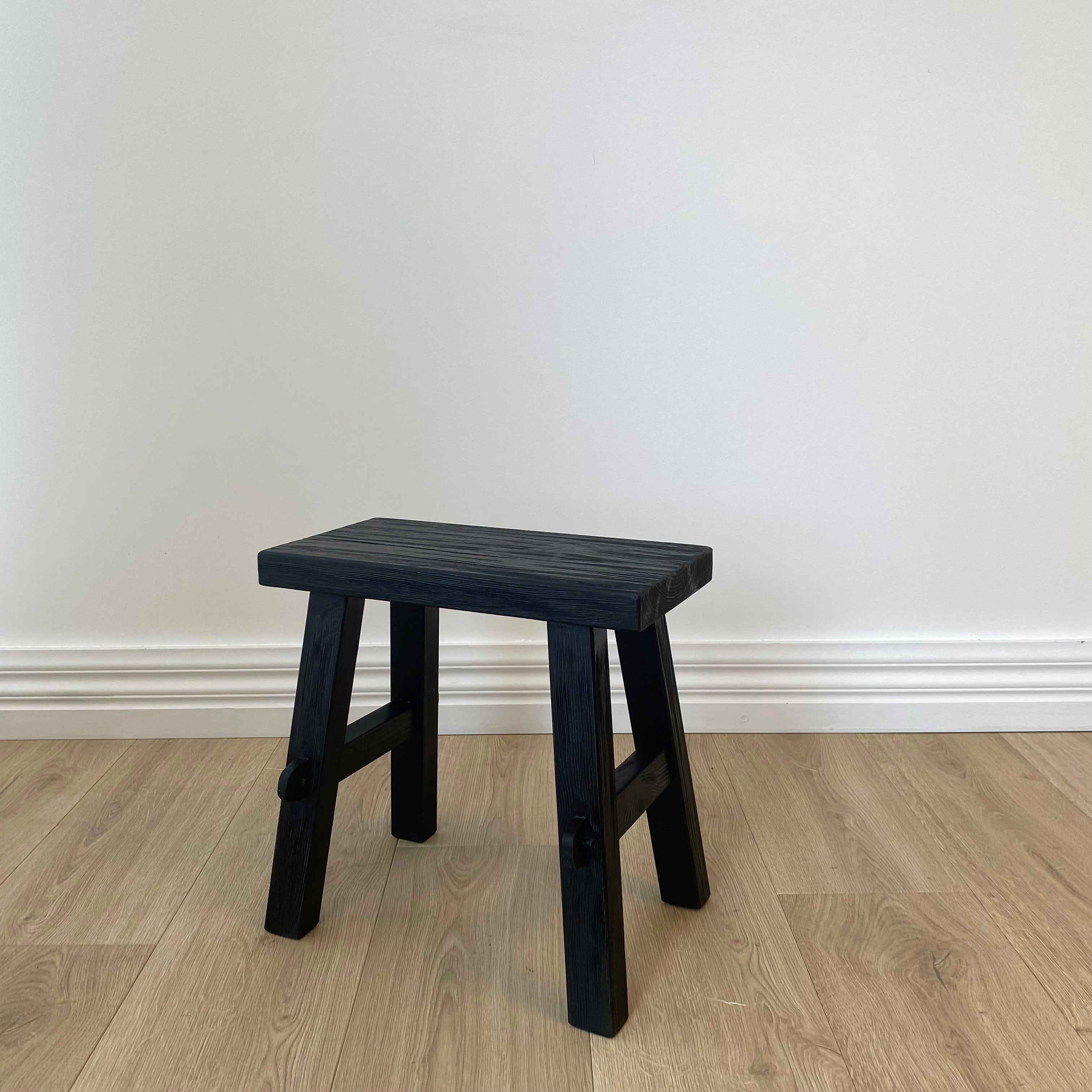 Reclaimed Wood Small Bench, Black 40x30x40 cm
