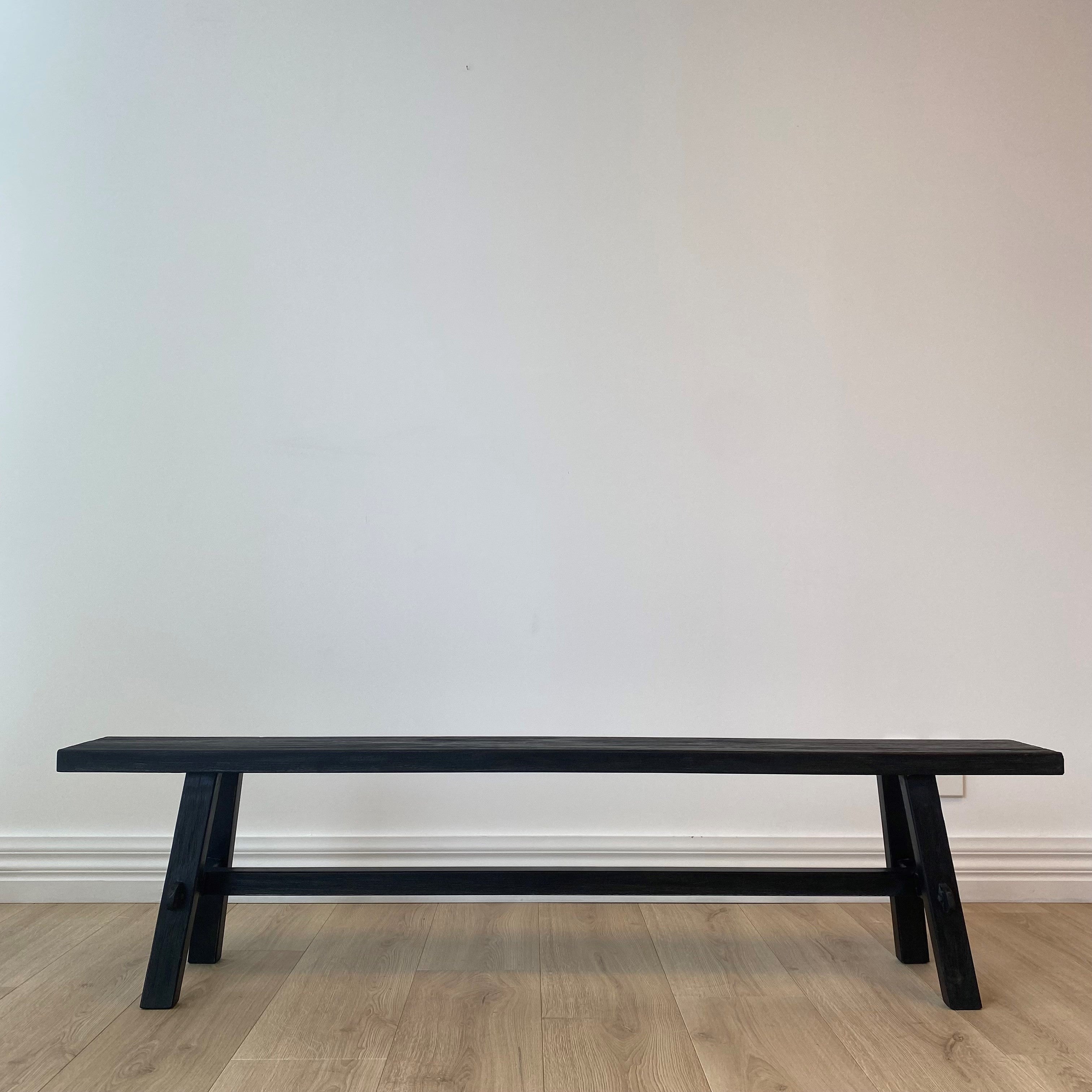 Reclaimed Wood Long Bench, Black 160x30x40 cm
