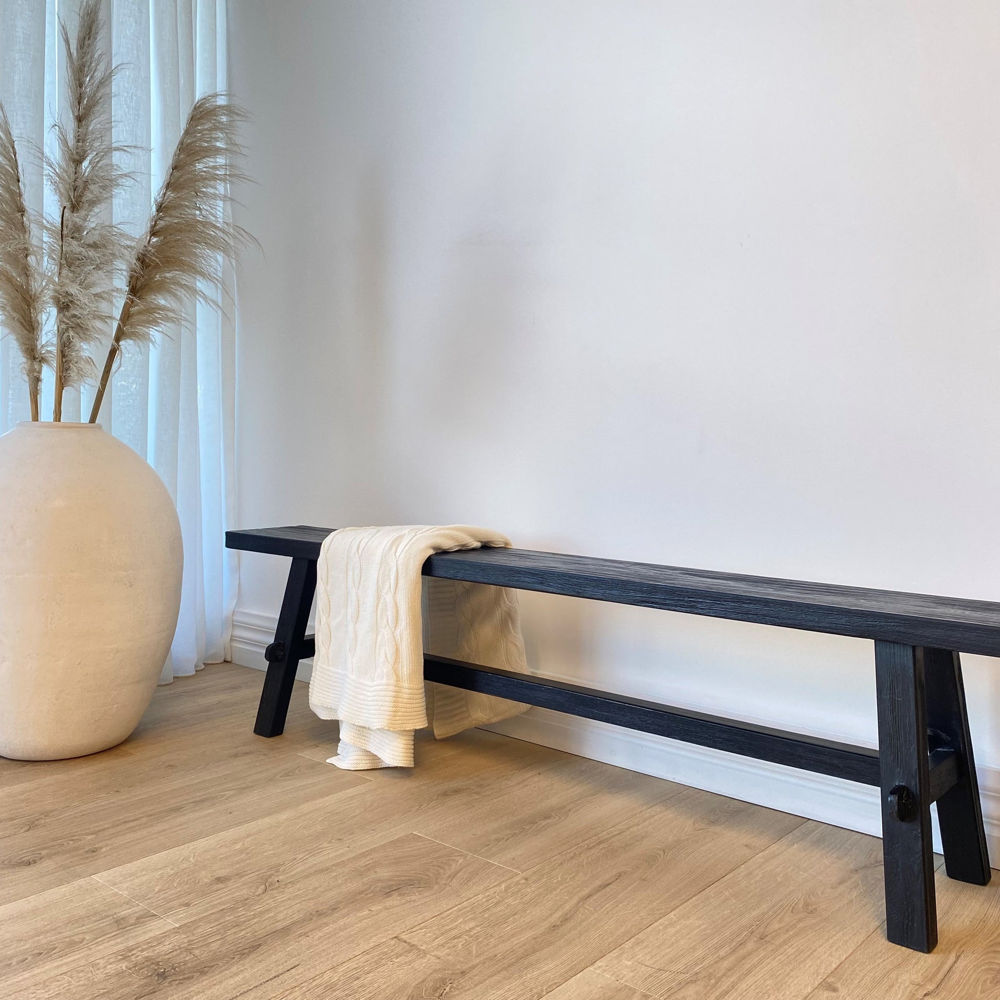 Reclaimed Wood Long Bench, Black 160x30x40 cm