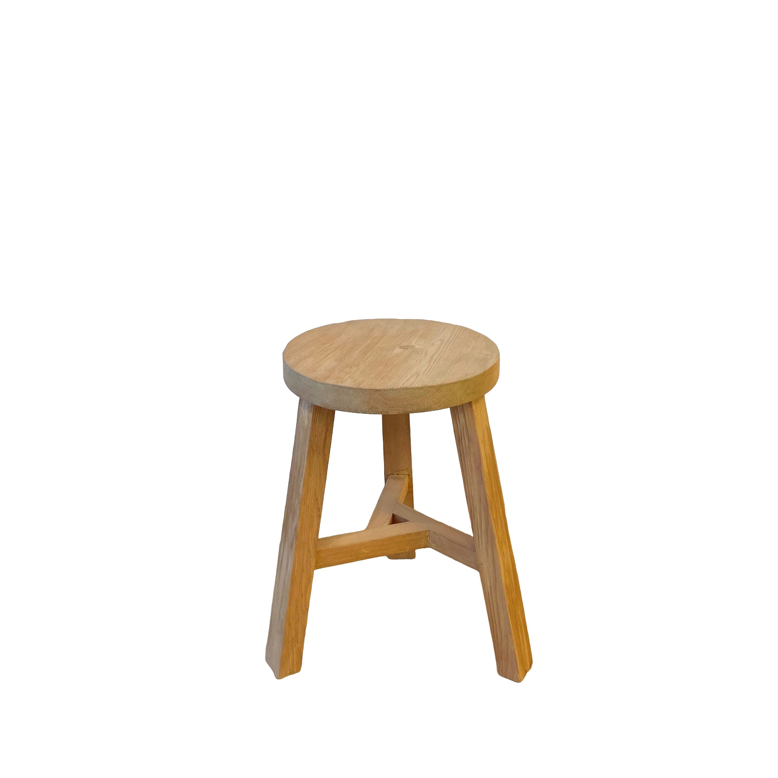 Reclaimed Wood Round Stool, Natural 30x45 cm