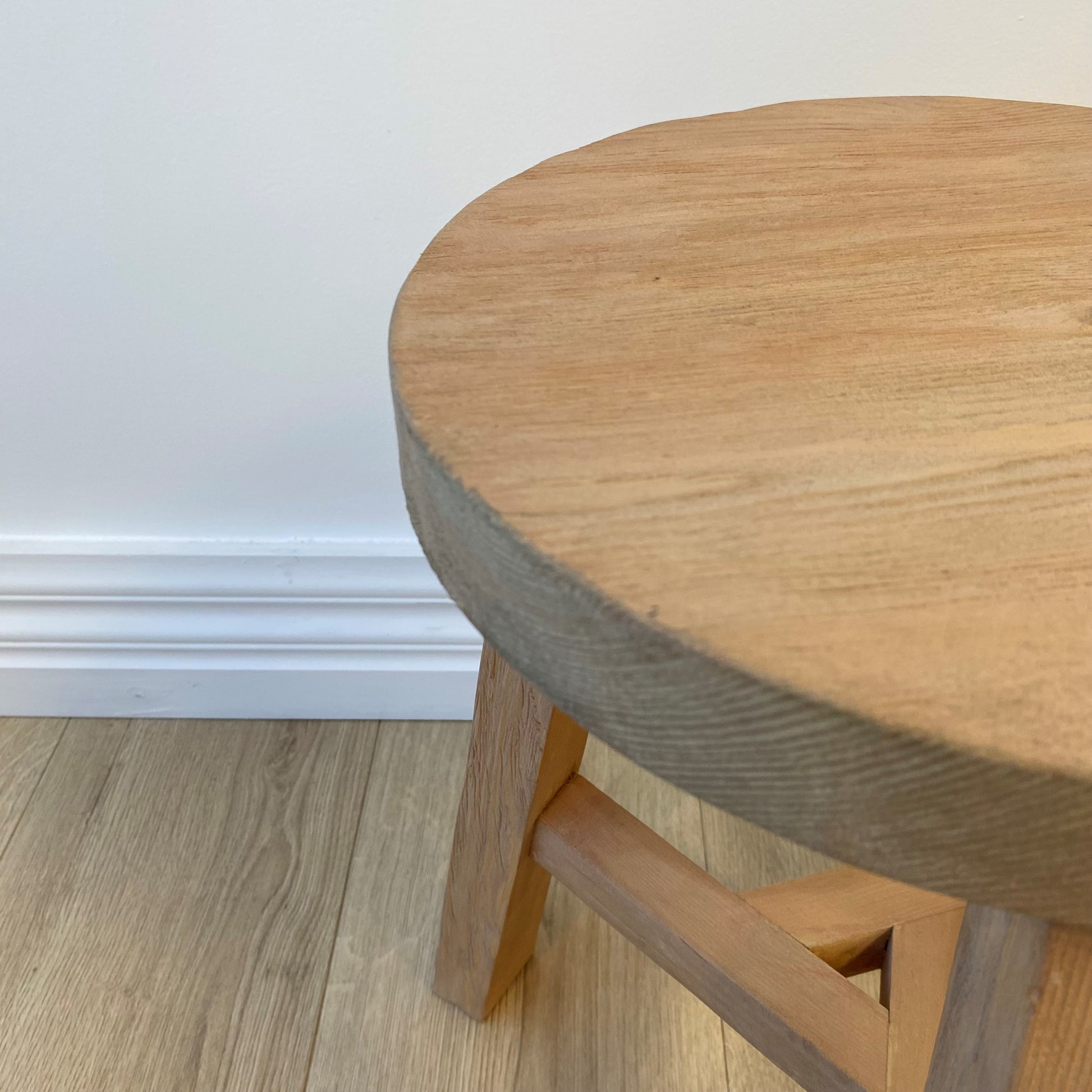 Reclaimed Wood Round Stool, Natural 30x45 cm