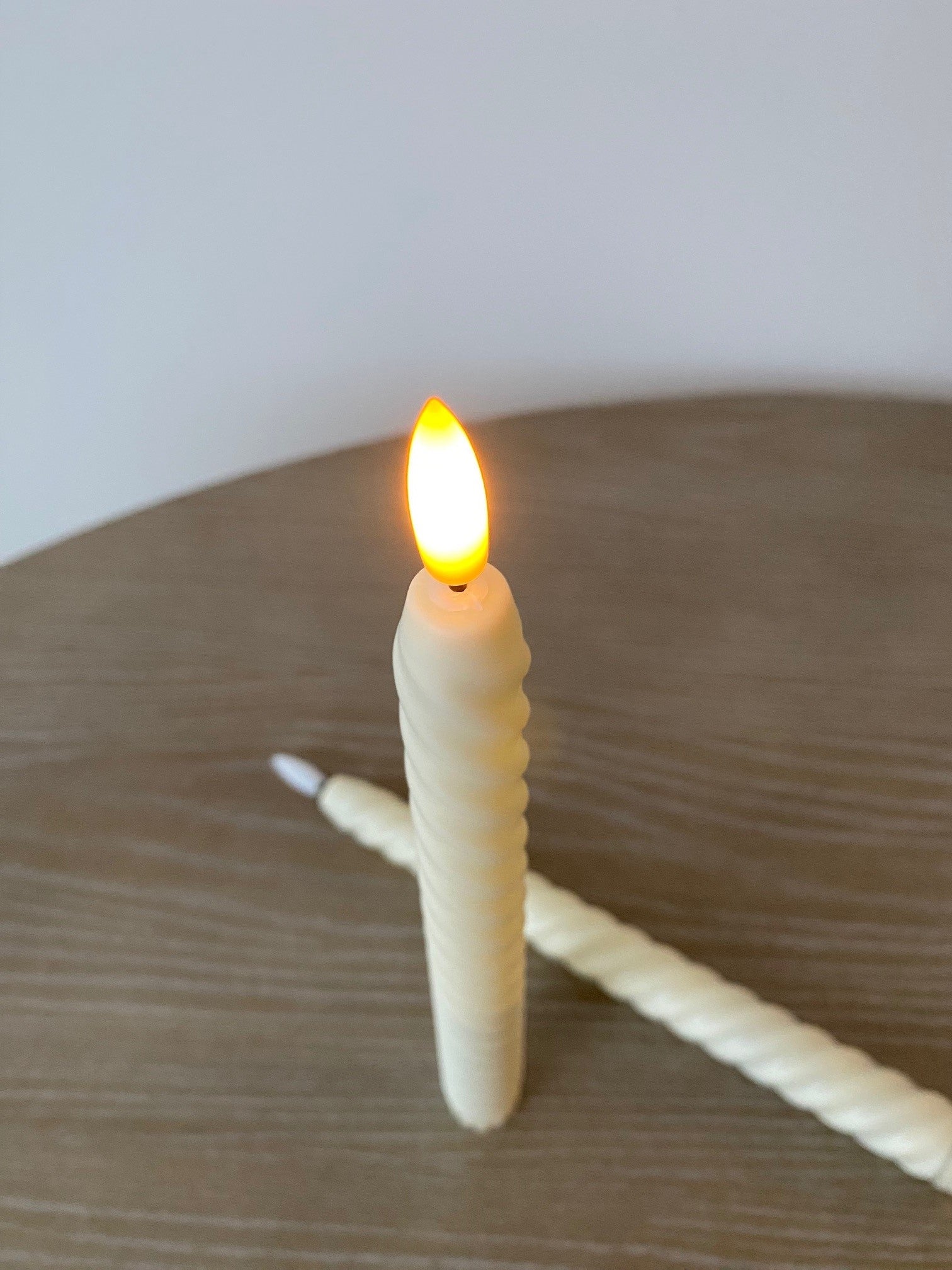 Silhouette LED Taper Candle, Ivory Twist 2x25.5 cm