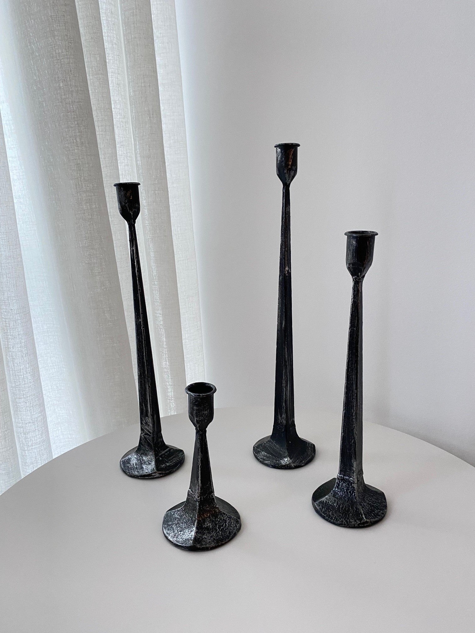 Silhouette Antique Bronze Candle Stands, 4 pc