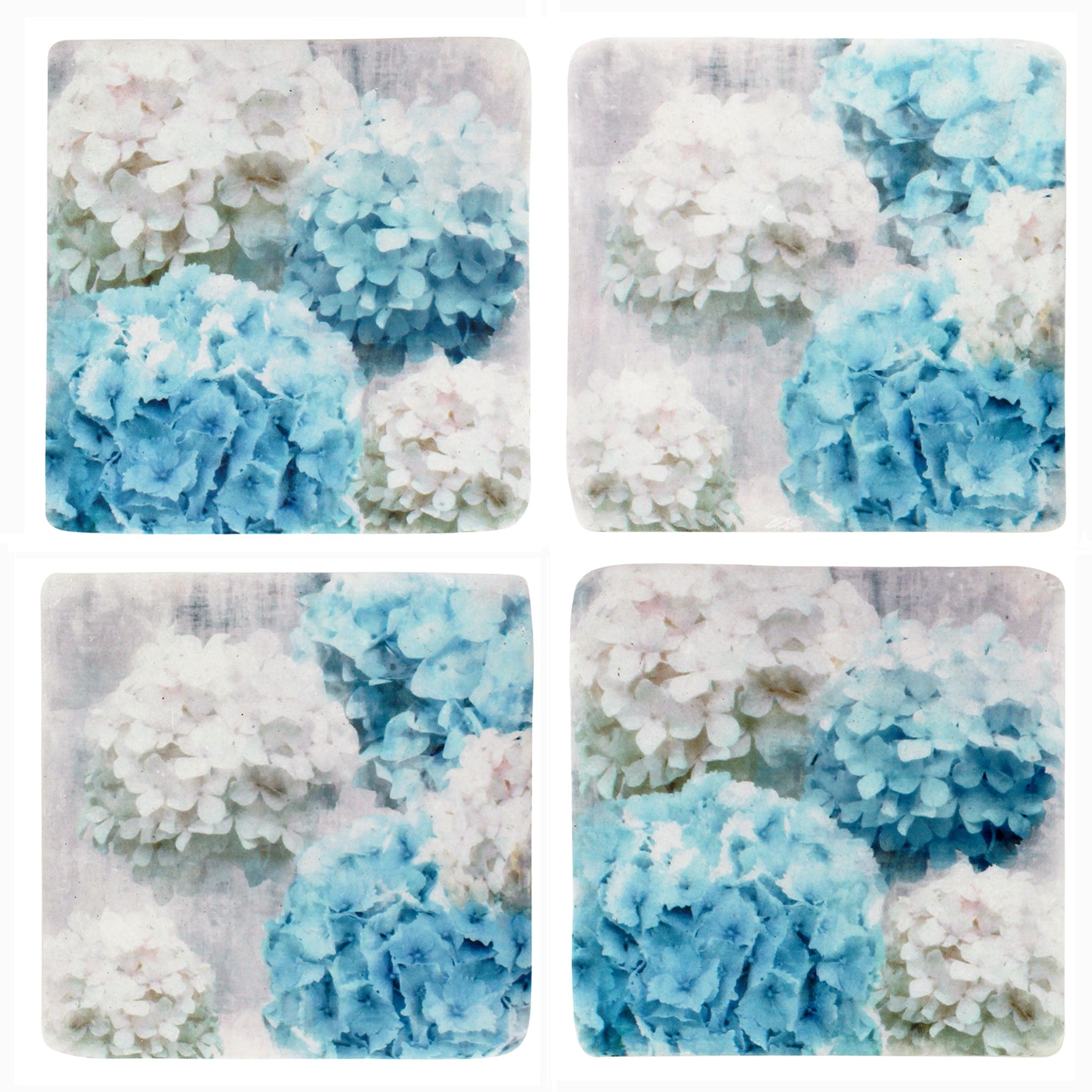 S/4 Hydrangea Resin Coasters 10x10cm 10x10 cm